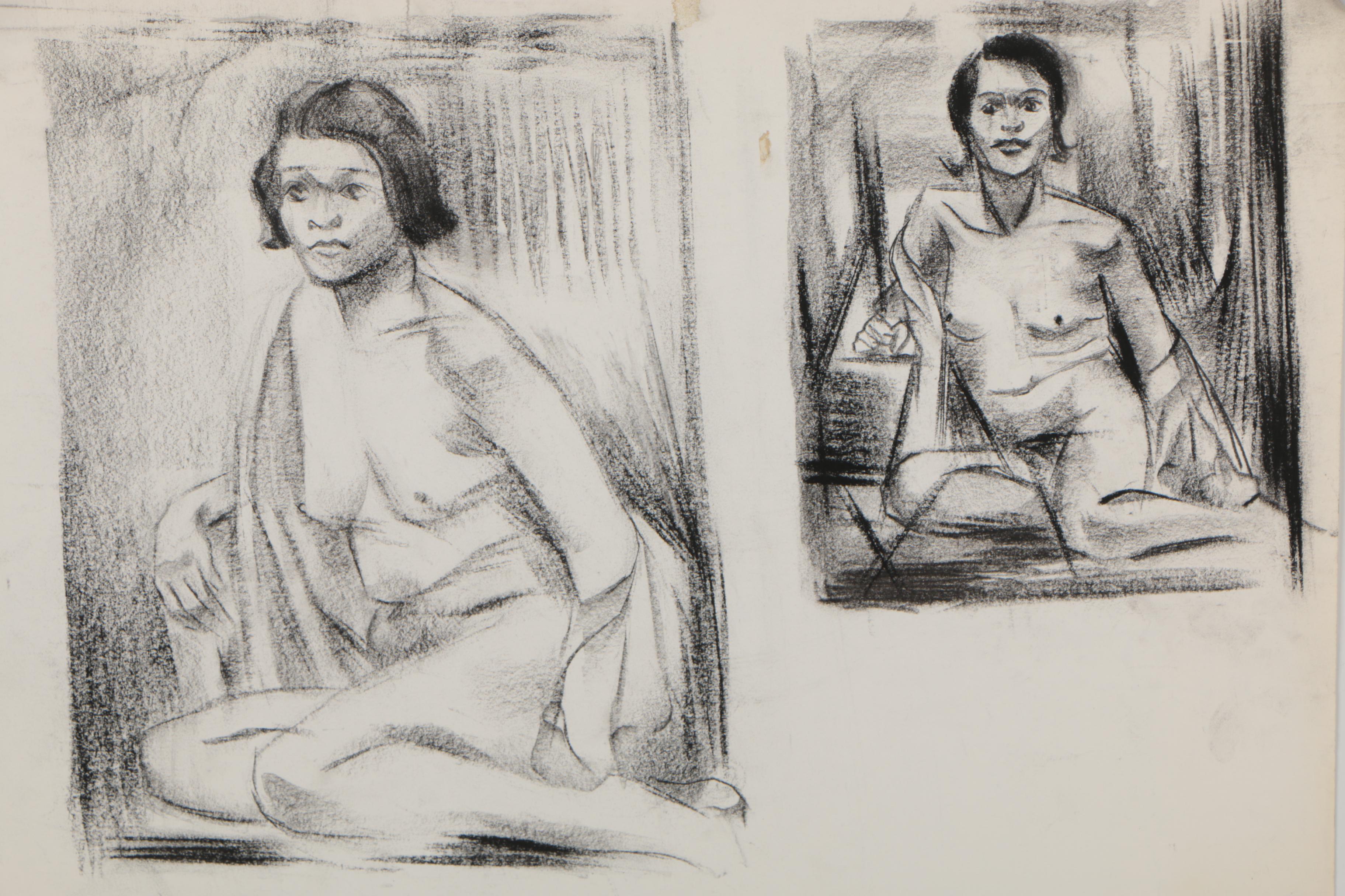 Arthur Helwig Charcoal Figure Study Drawings