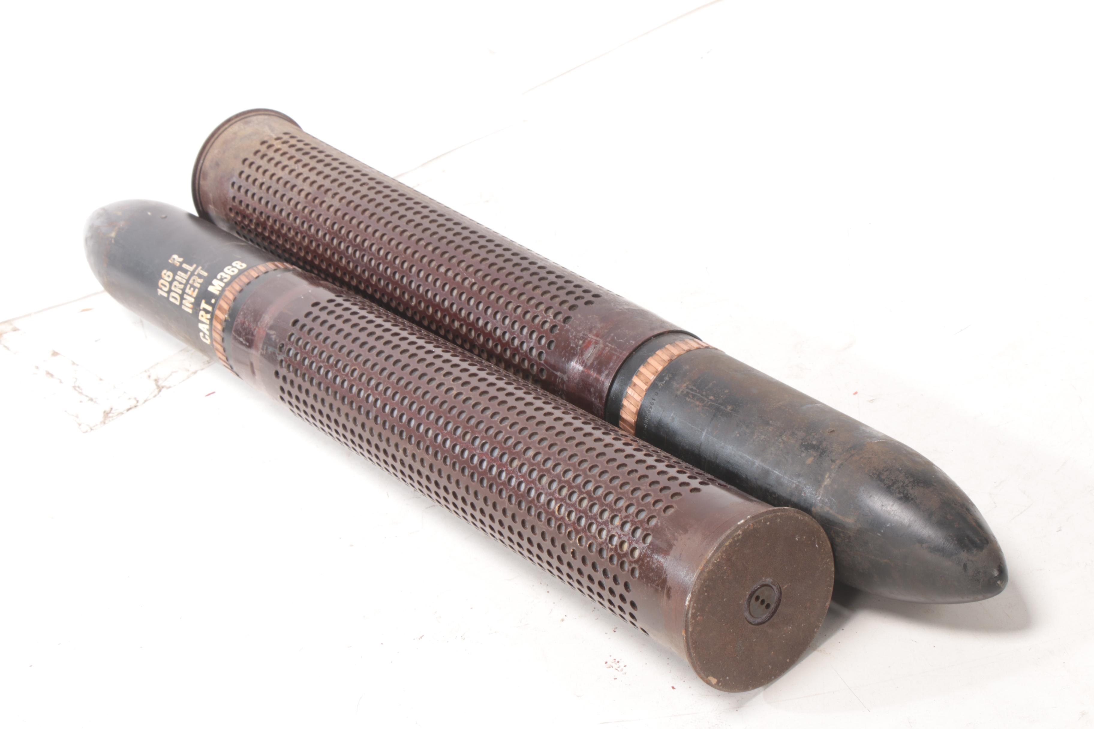 Pair of Inert M40 Recoilless Rifle 105mm Practice Artillery Shells