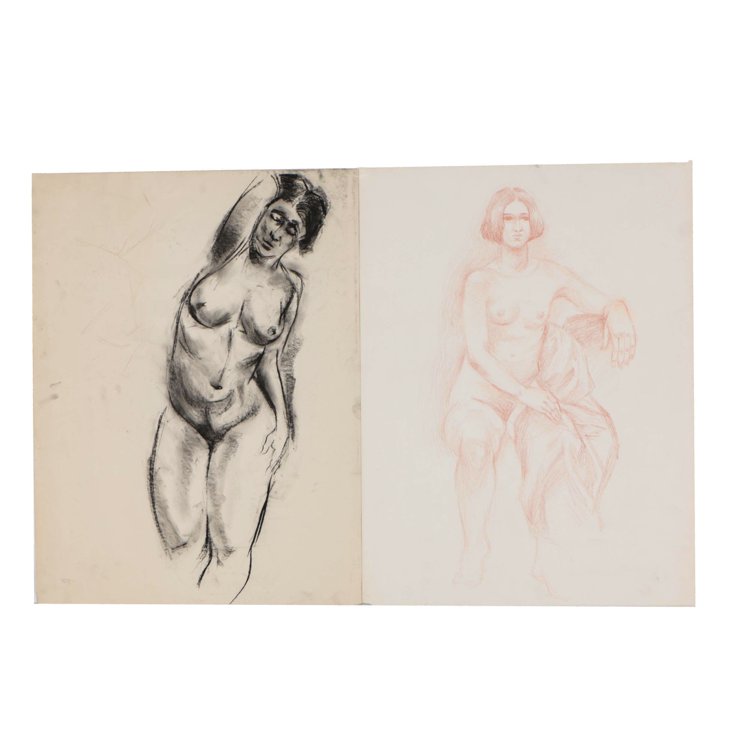 Arthur Helwig Charcoal and Sanguine Figure Drawings
