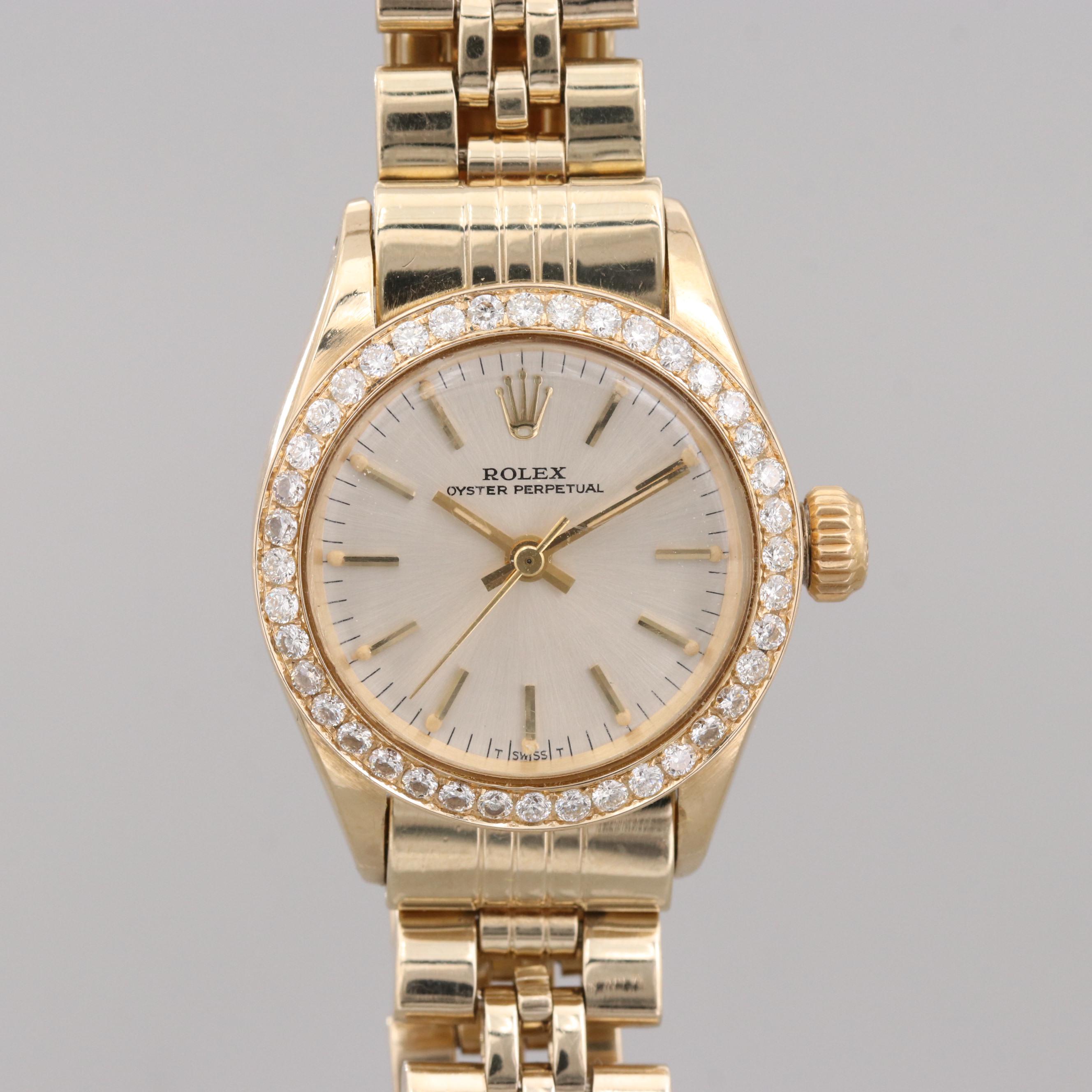 Rolex Oyster Perpetual 14K Yellow Gold and Diamond Automatic Watch, 1970