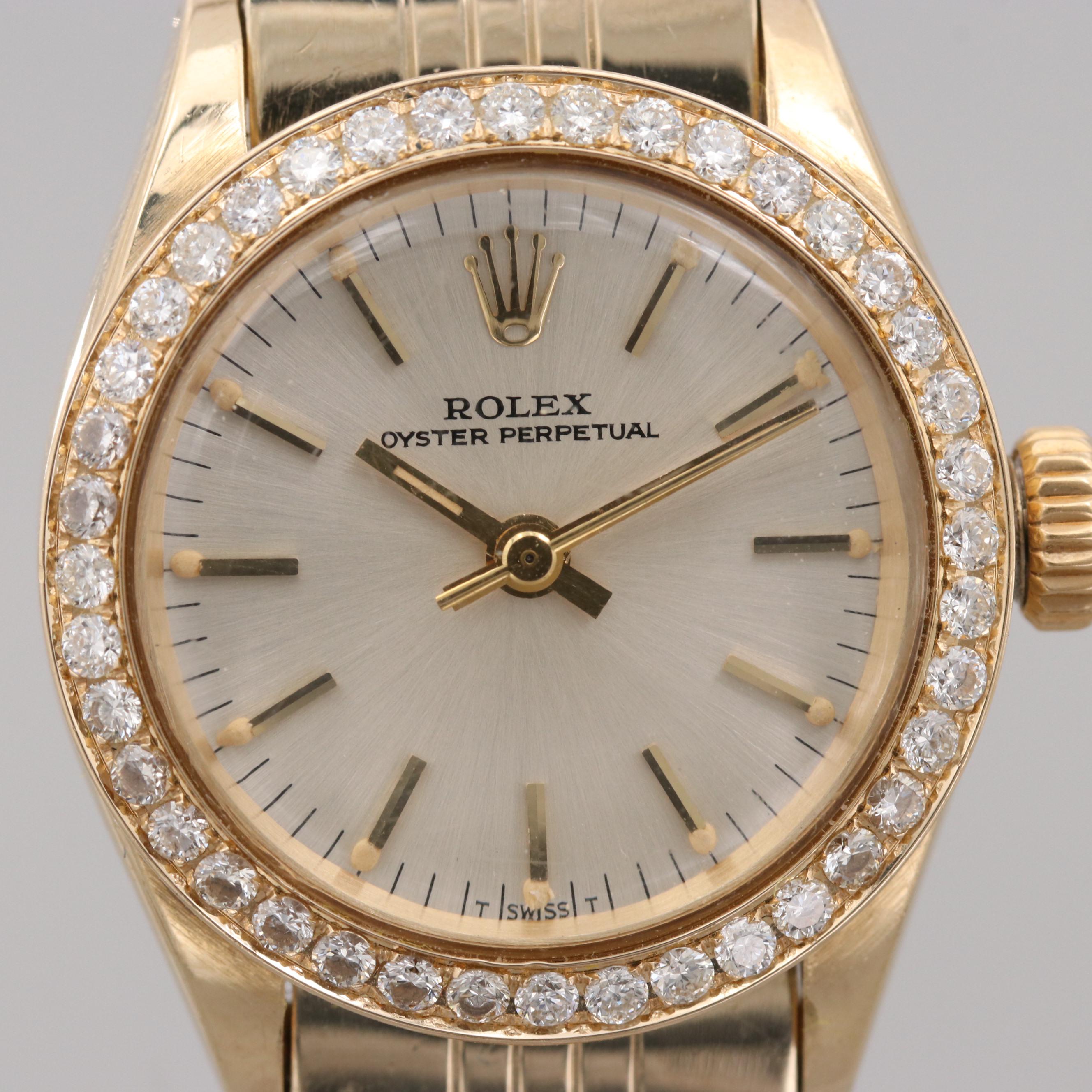 Rolex Oyster Perpetual 14K Yellow Gold and Diamond Automatic Watch, 1970