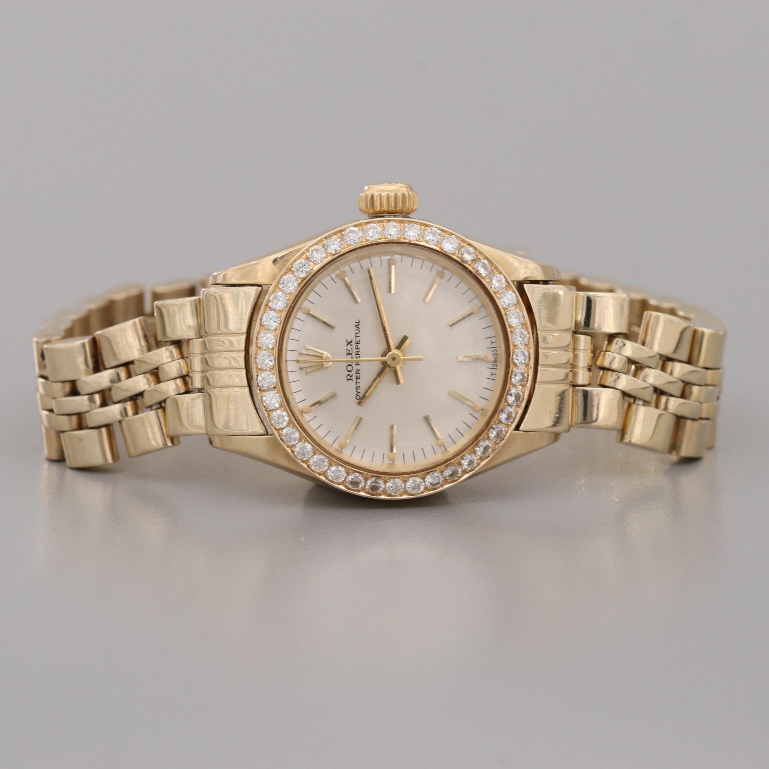 Rolex Oyster Perpetual 14K Yellow Gold and Diamond Automatic Watch, 1970