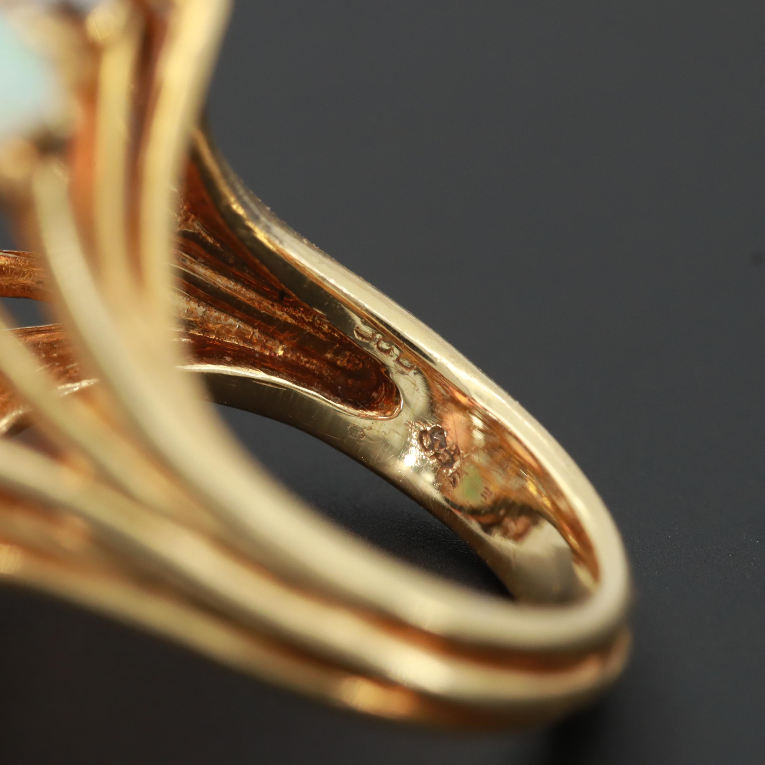 18K Yellow Gold Opal and 1.20 CTW Diamond Ring