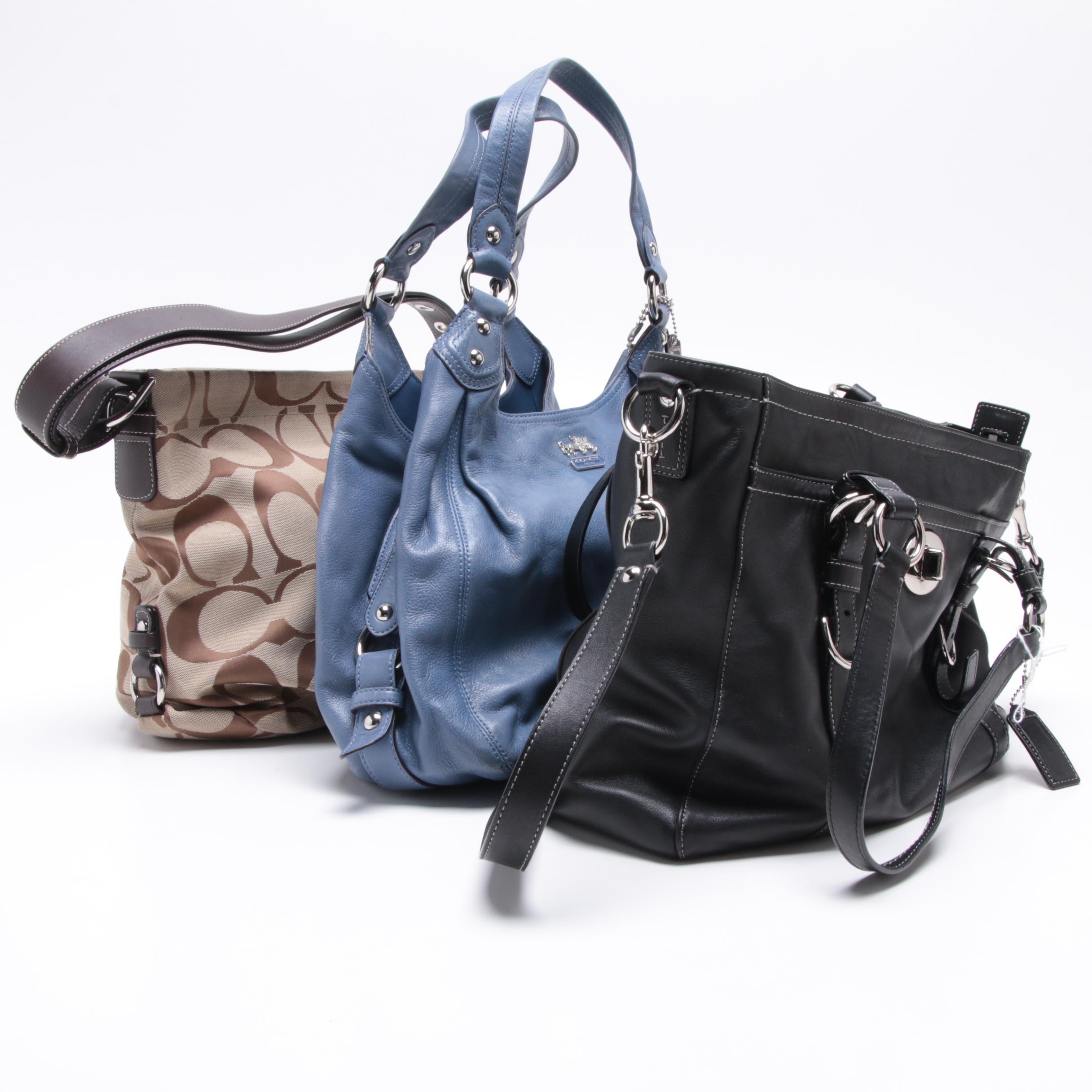 Coach Signature Jacquard Canvas Handbag, Leather Handbags and Wallet