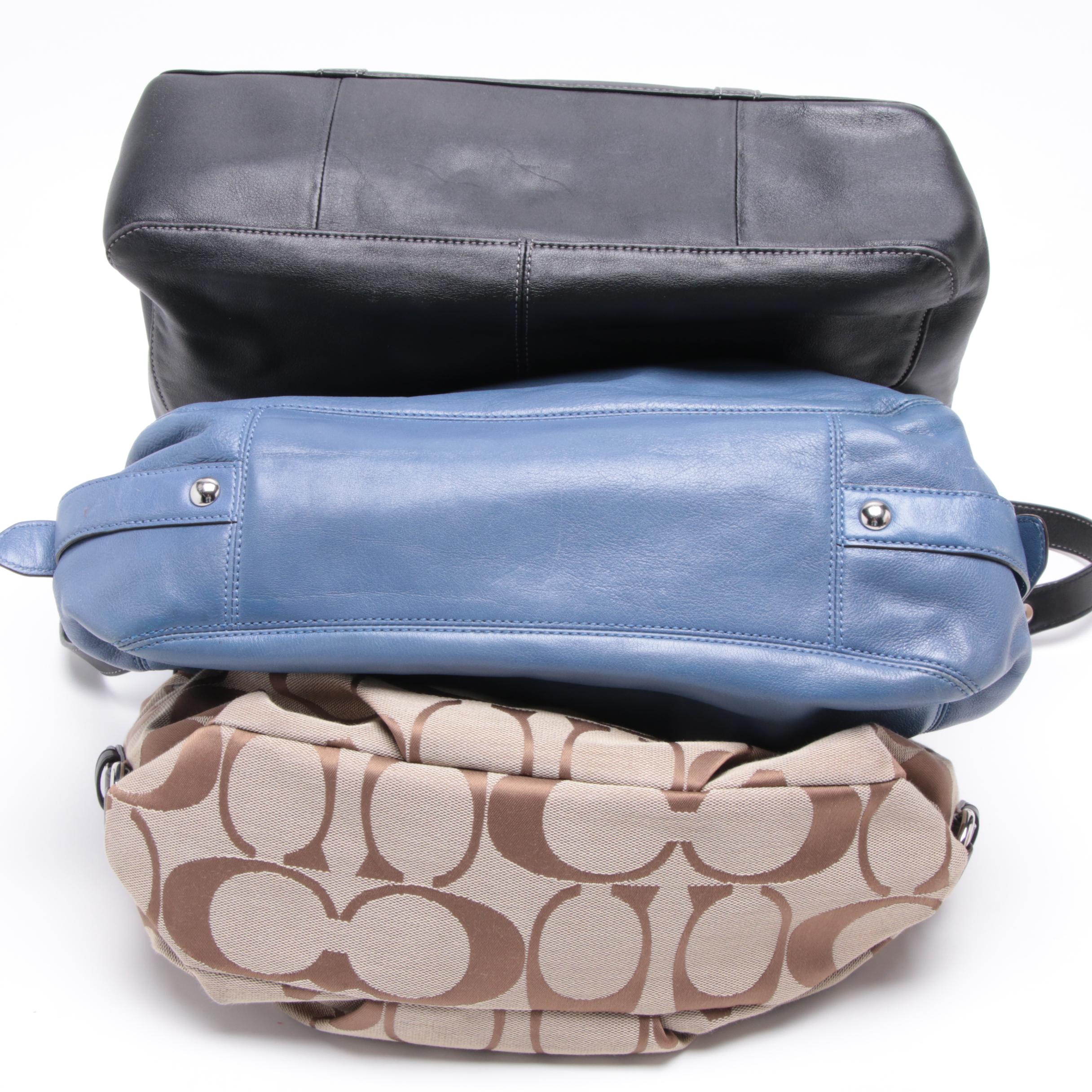 Coach Signature Jacquard Canvas Handbag, Leather Handbags and Wallet