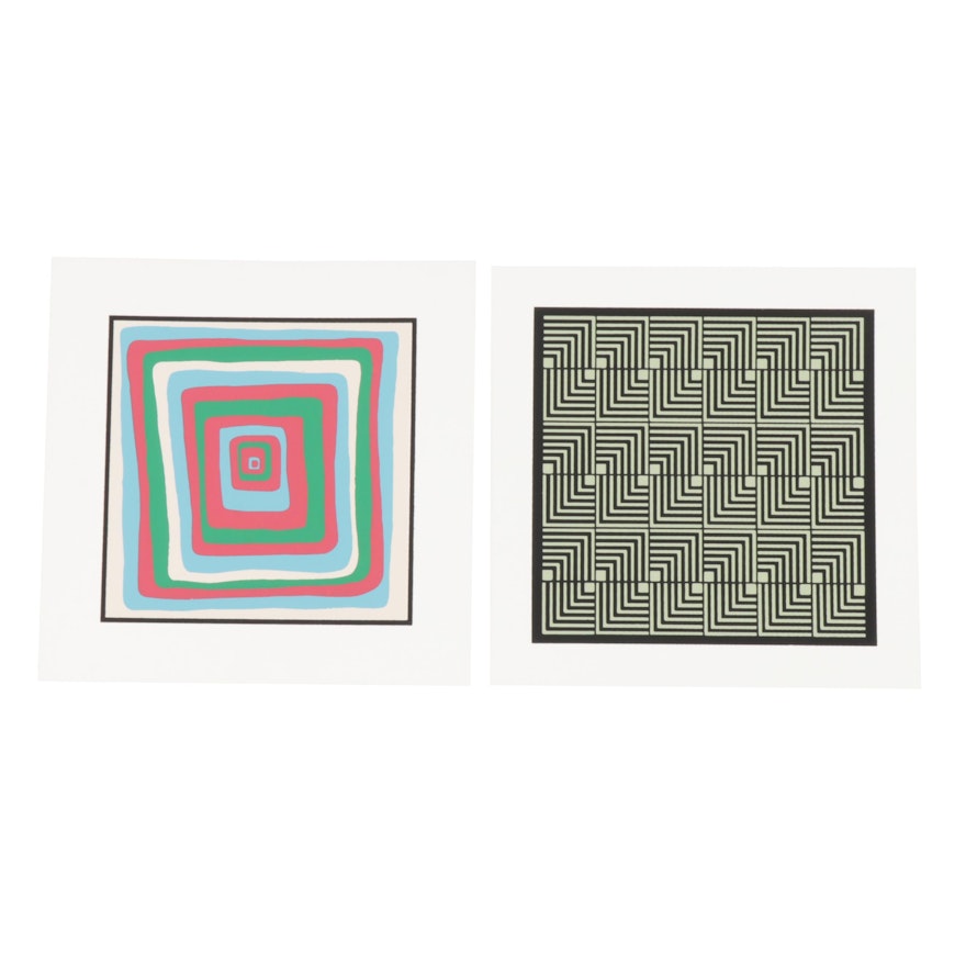 Contemporary Op Art Style Serigraphs