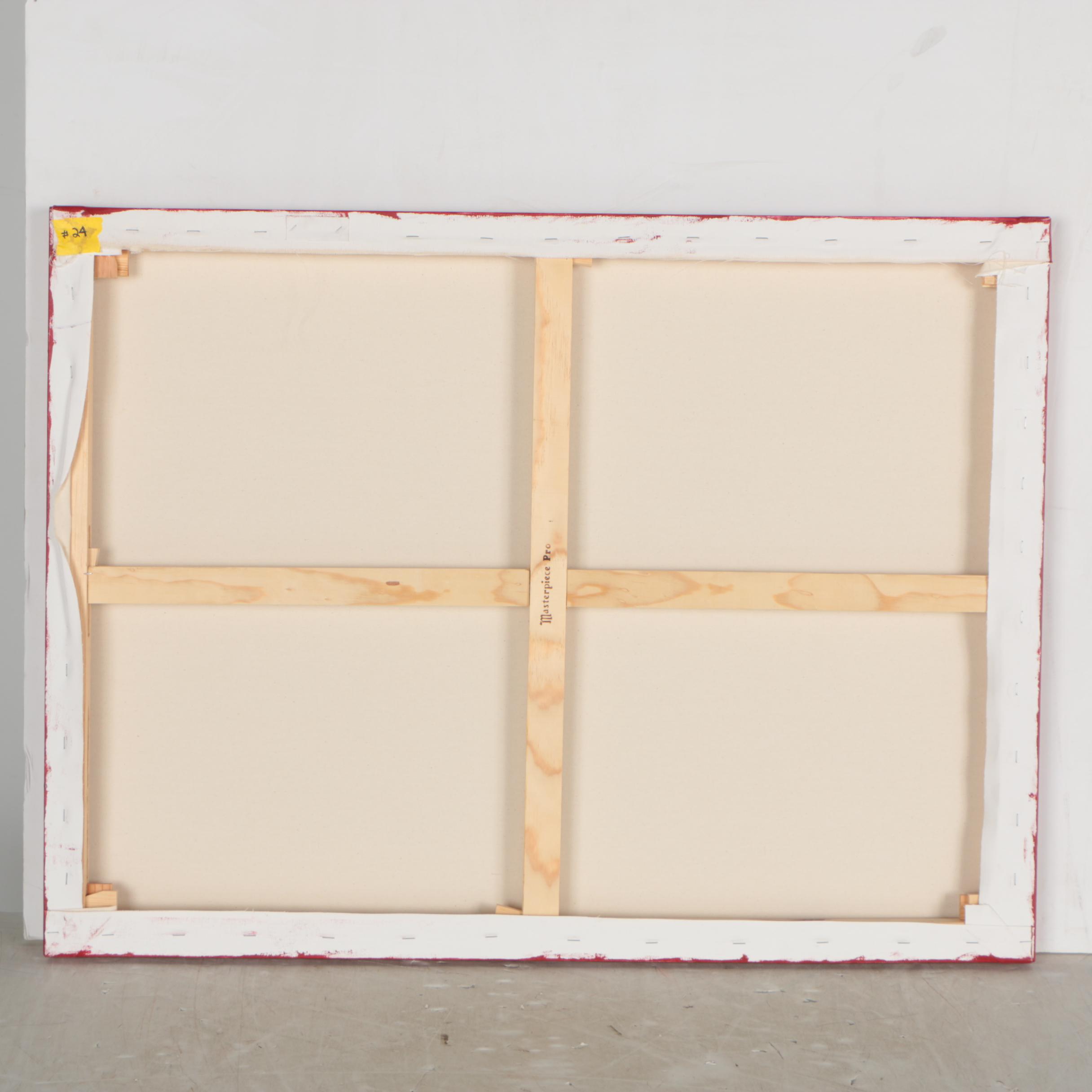 J.C. Hall Lineillist Acrylic Painting of Autumnal Townscape