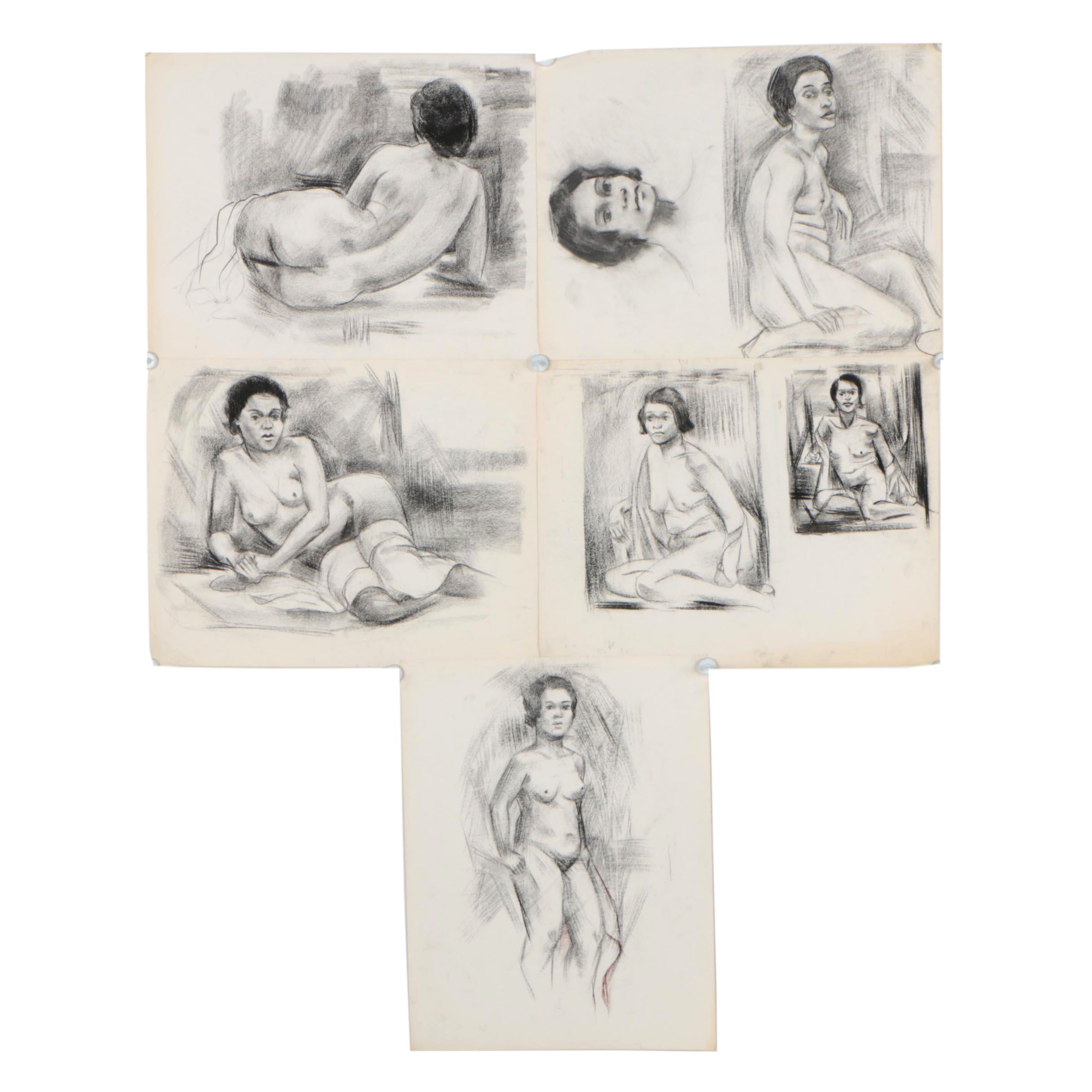Arthur Helwig Charcoal Figure Study Drawings