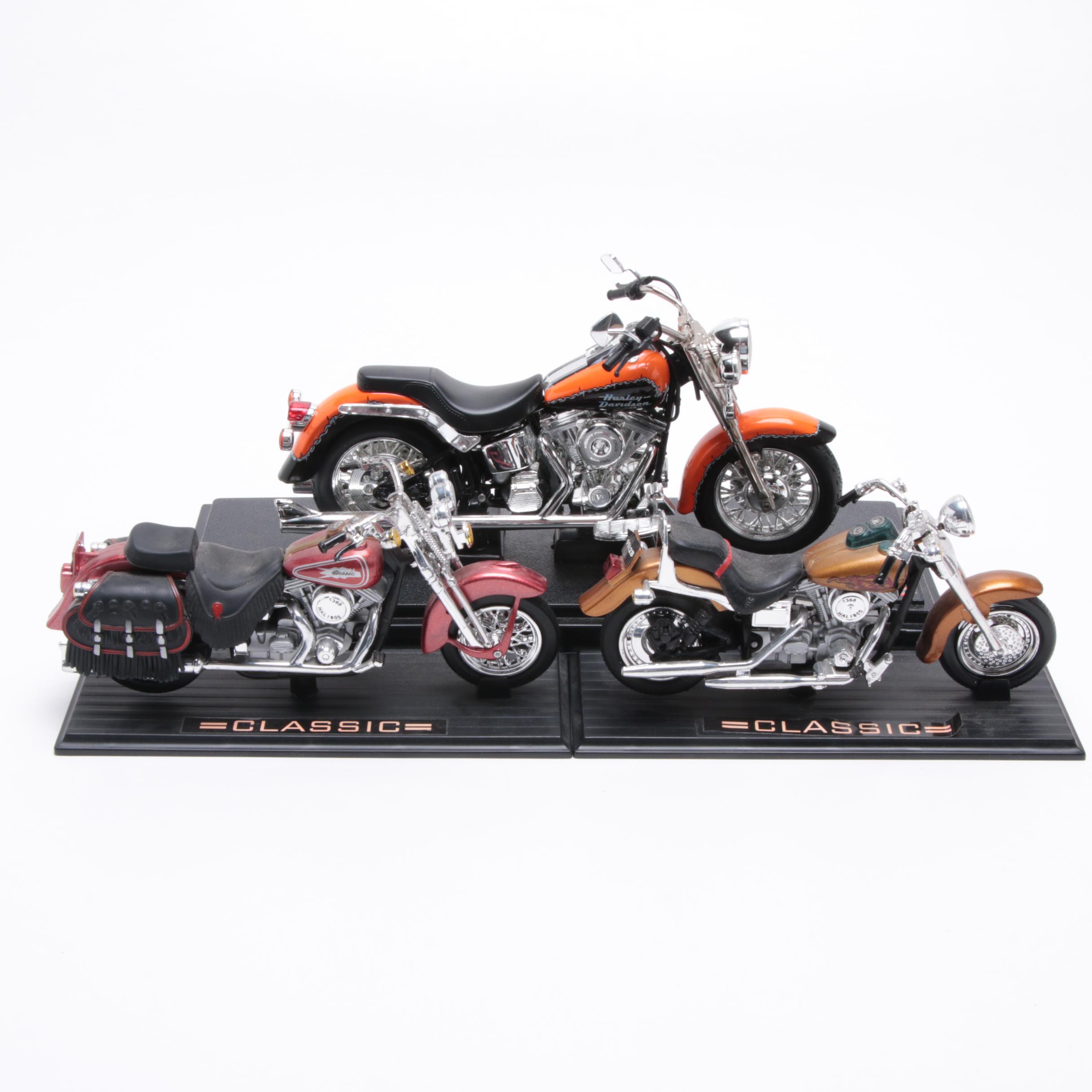 1999 Mattel Harley Davidson Diecast and Classic Hali 800 Motorcycles