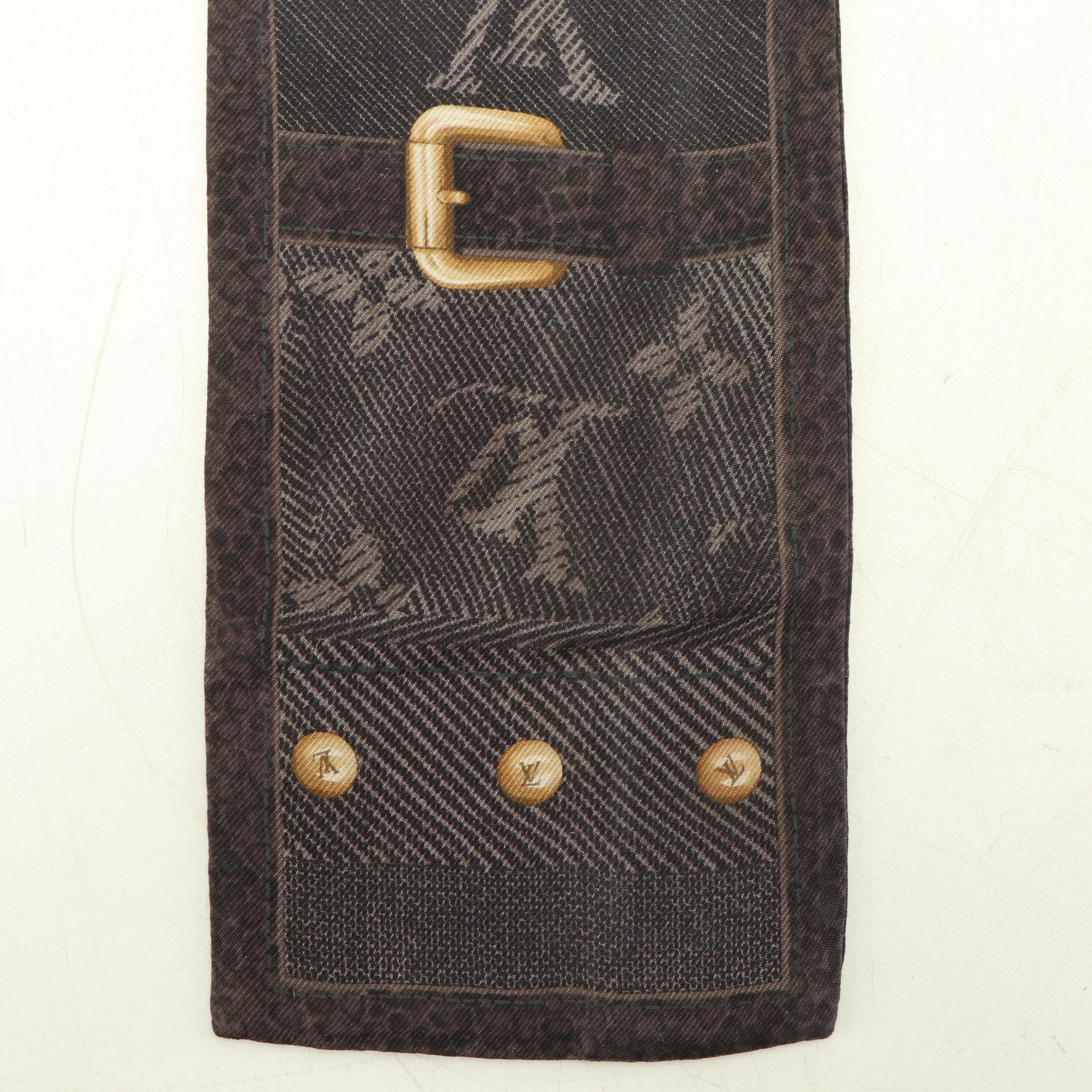 Louis Vuitton Paris Monogram Ebene Silk Denim Bandeau Scarf