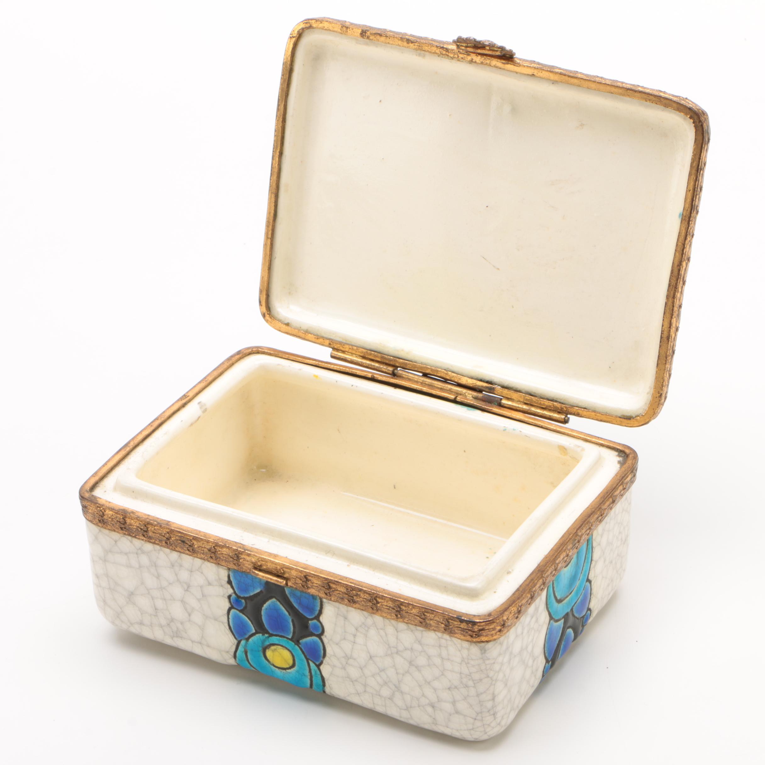 Boch Frères Keramis Earthenware Lidded Box by Charles Catteau, 1923