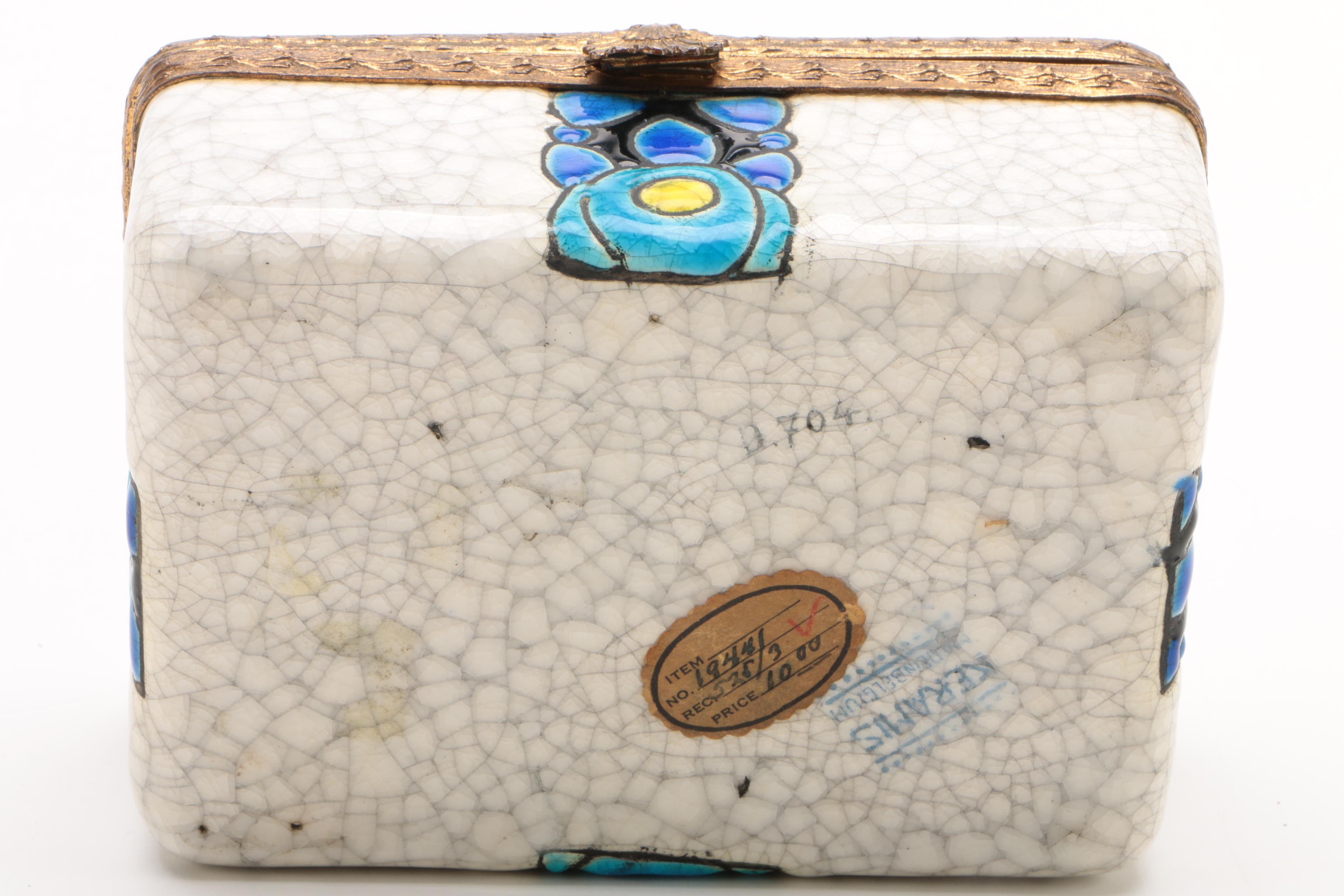 Boch Frères Keramis Earthenware Lidded Box by Charles Catteau, 1923