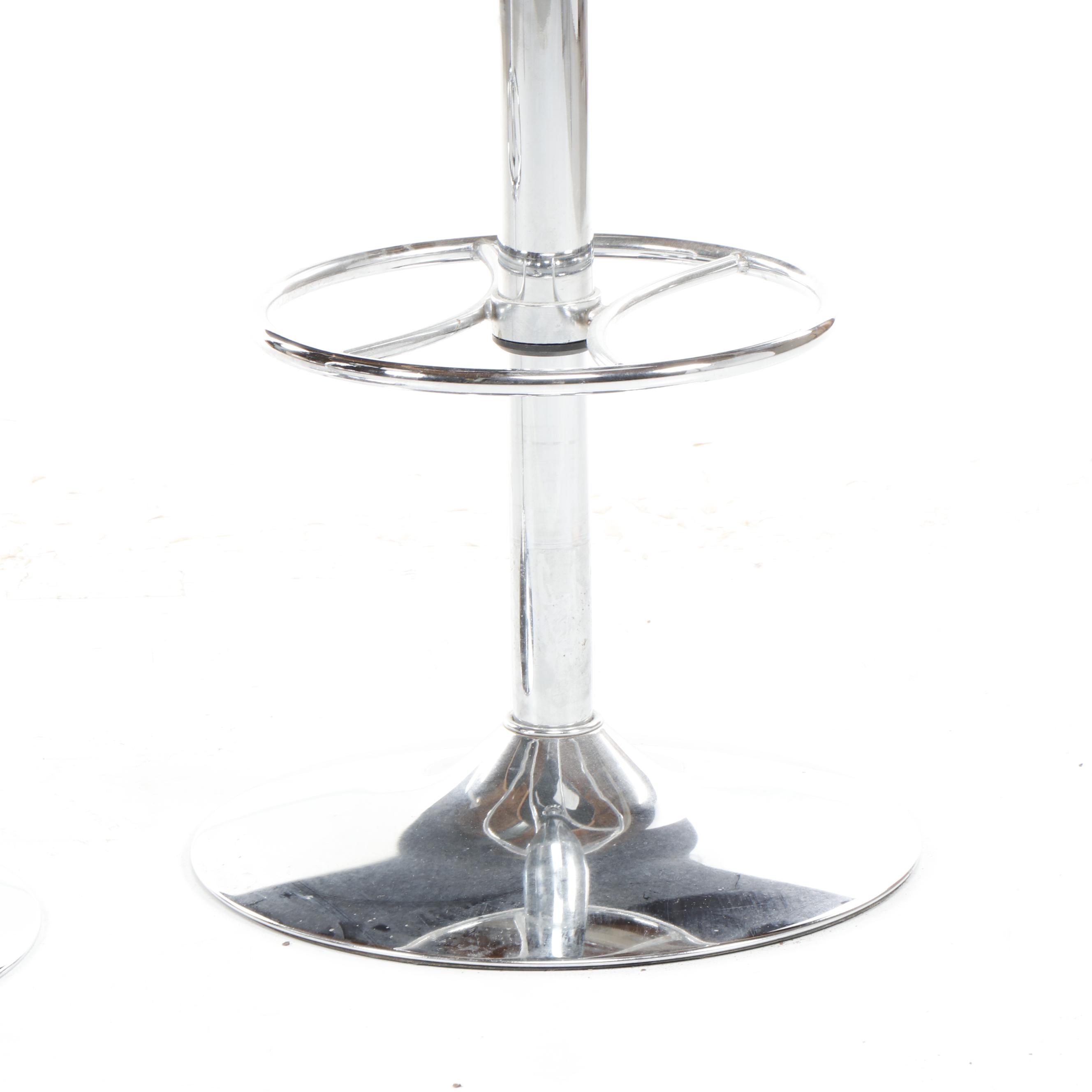 LumiSource "Cosi" Walnut and Faux Leather Barstools with Chrome Base