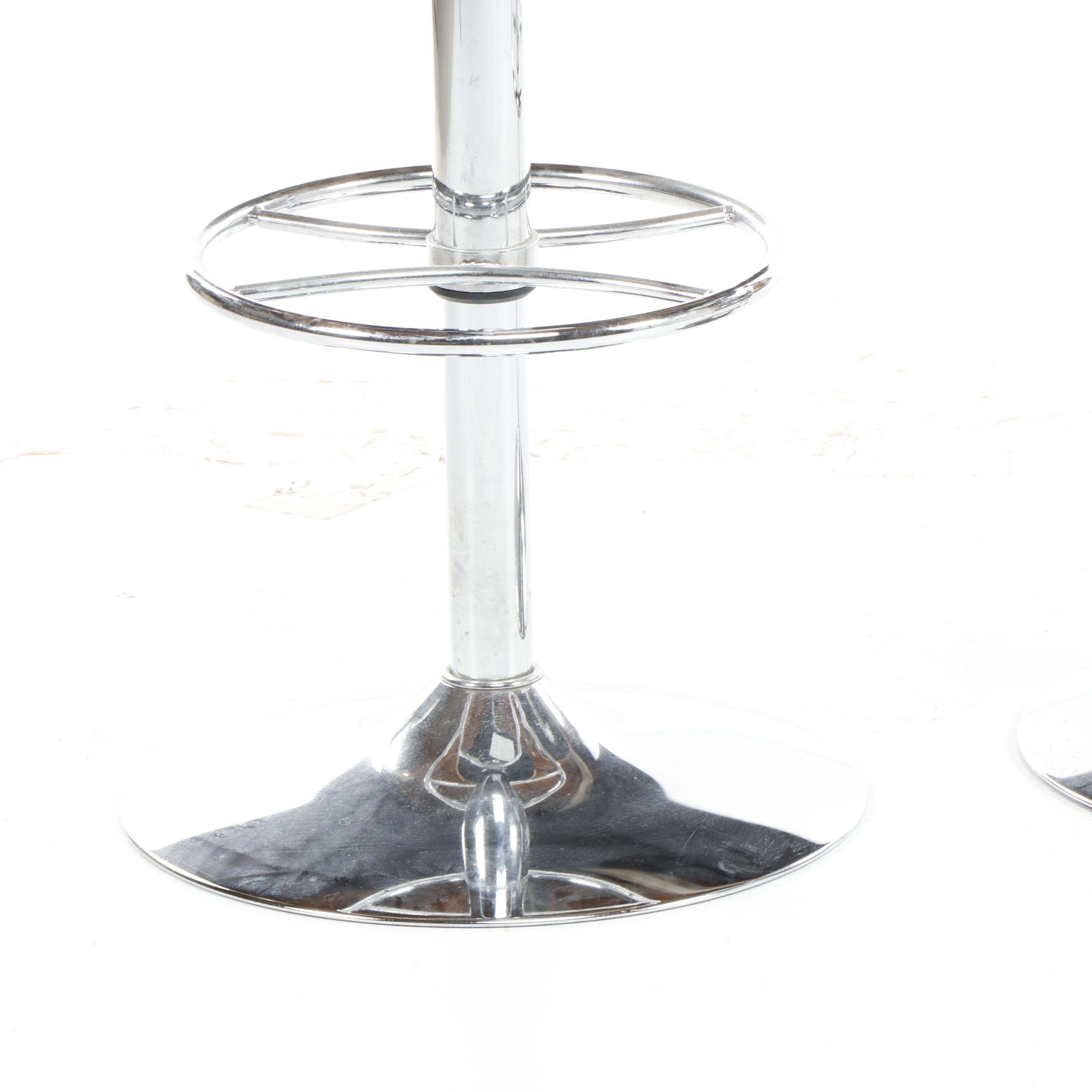 LumiSource "Cosi" Walnut and Faux Leather Barstools with Chrome Base