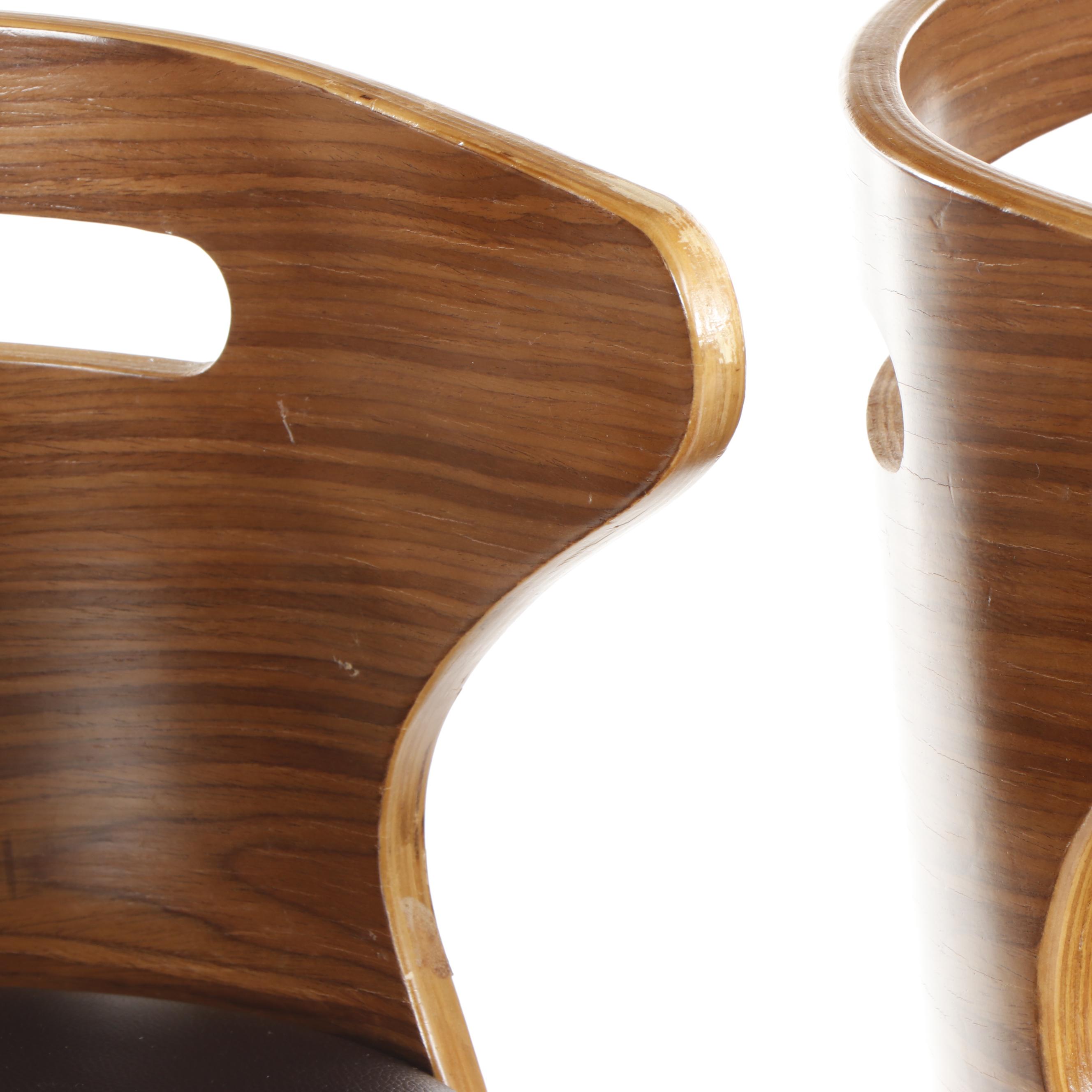 LumiSource "Cosi" Walnut and Faux Leather Barstools with Chrome Base