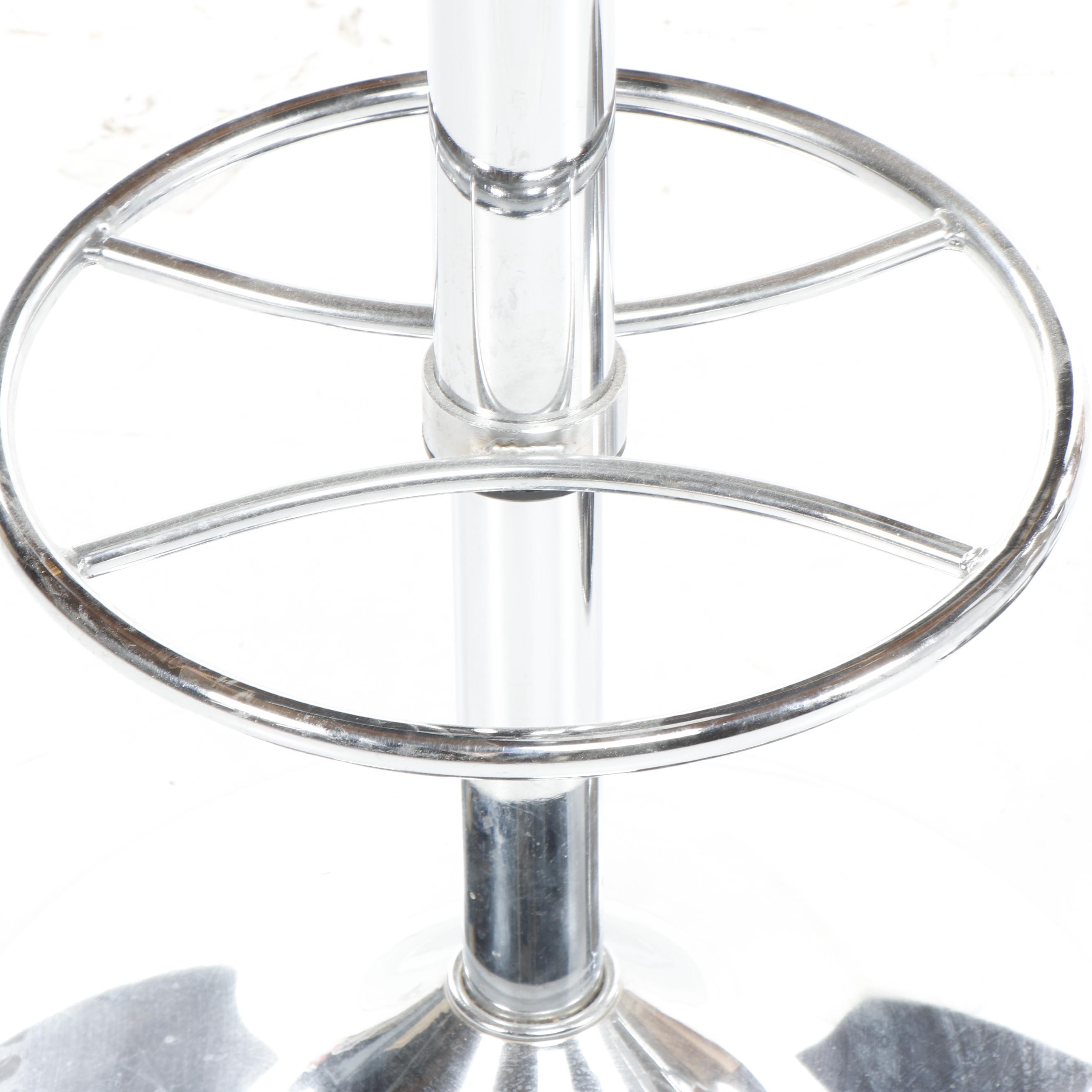 LumiSource "Cosi" Walnut and Faux Leather Barstools with Chrome Base