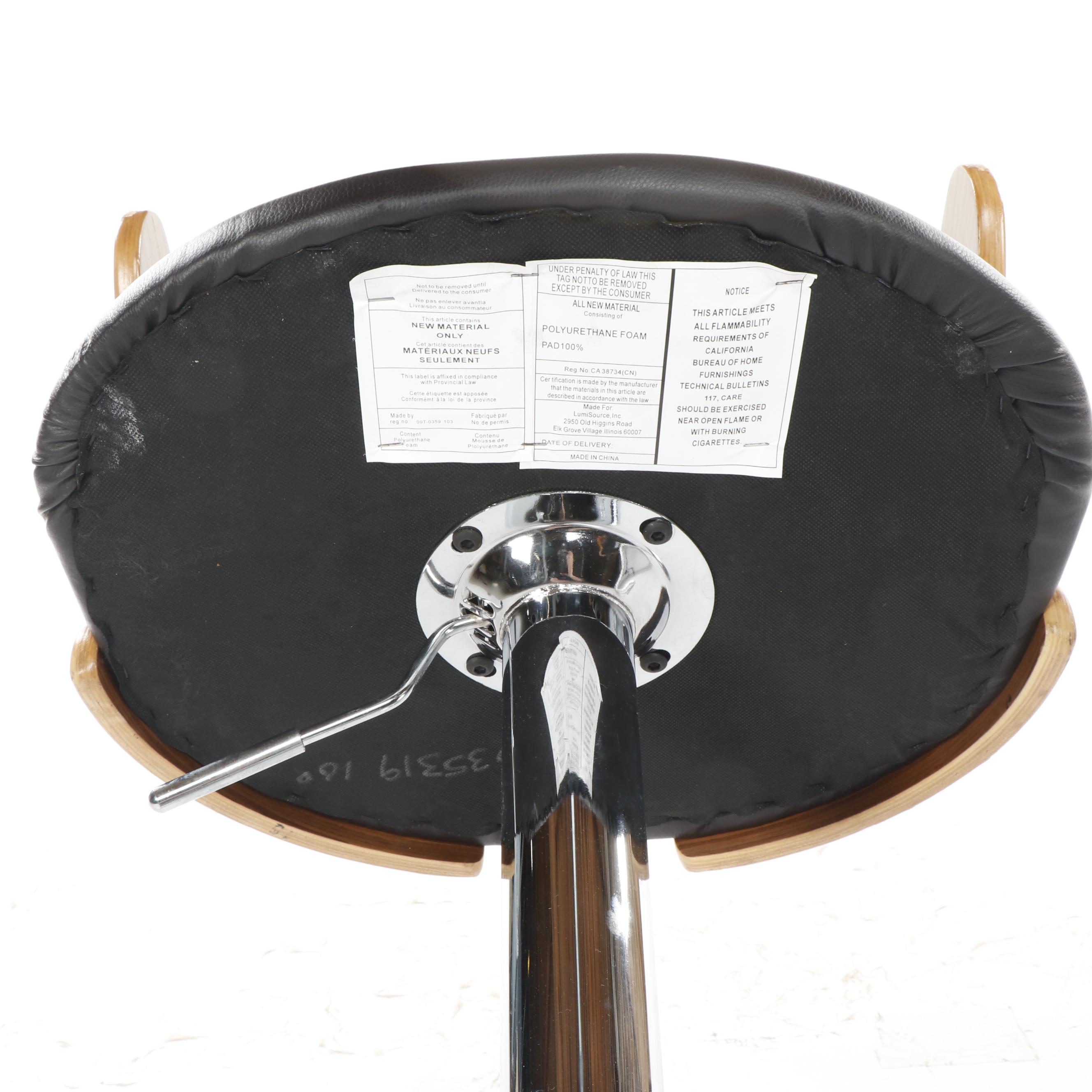 LumiSource "Cosi" Walnut and Faux Leather Barstools with Chrome Base