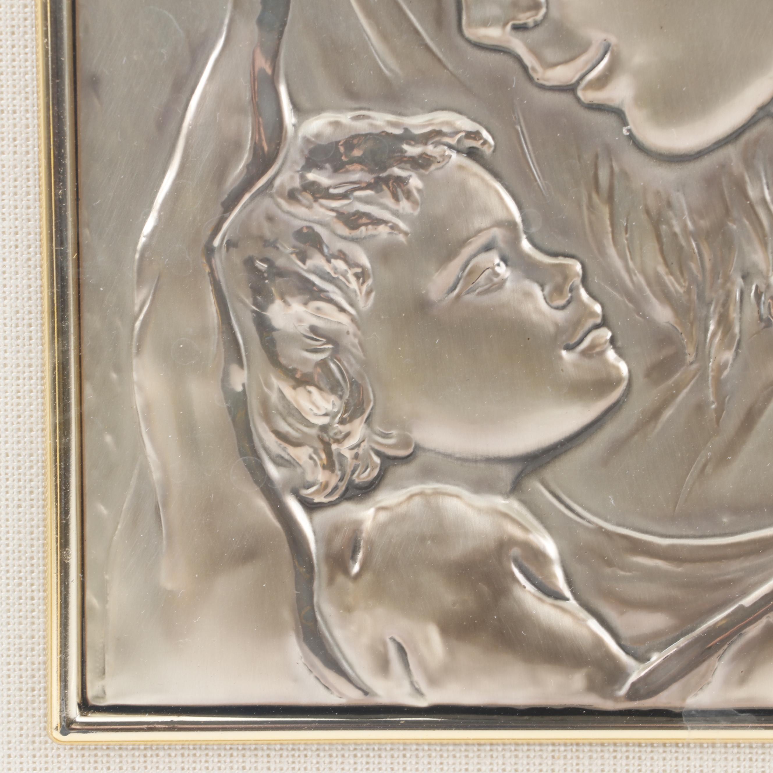 Italian Sterling Silver Madonna and Child Wall Plaque