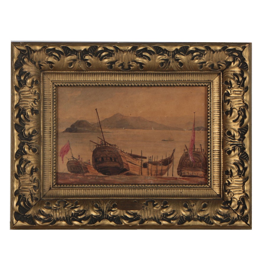 Watercolor and Gouache Painting Attributed to William Robert Houghton, 1853