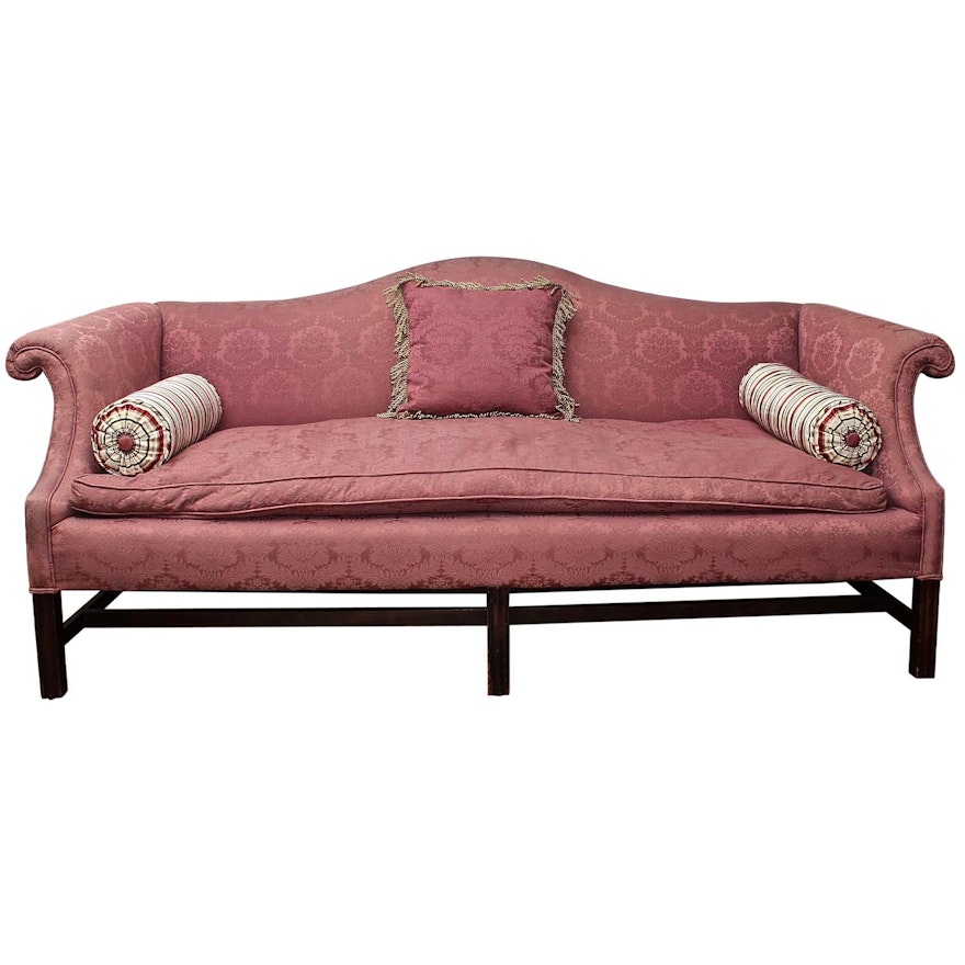 Federal Style Pink Camel Back Sofa, 20th Century