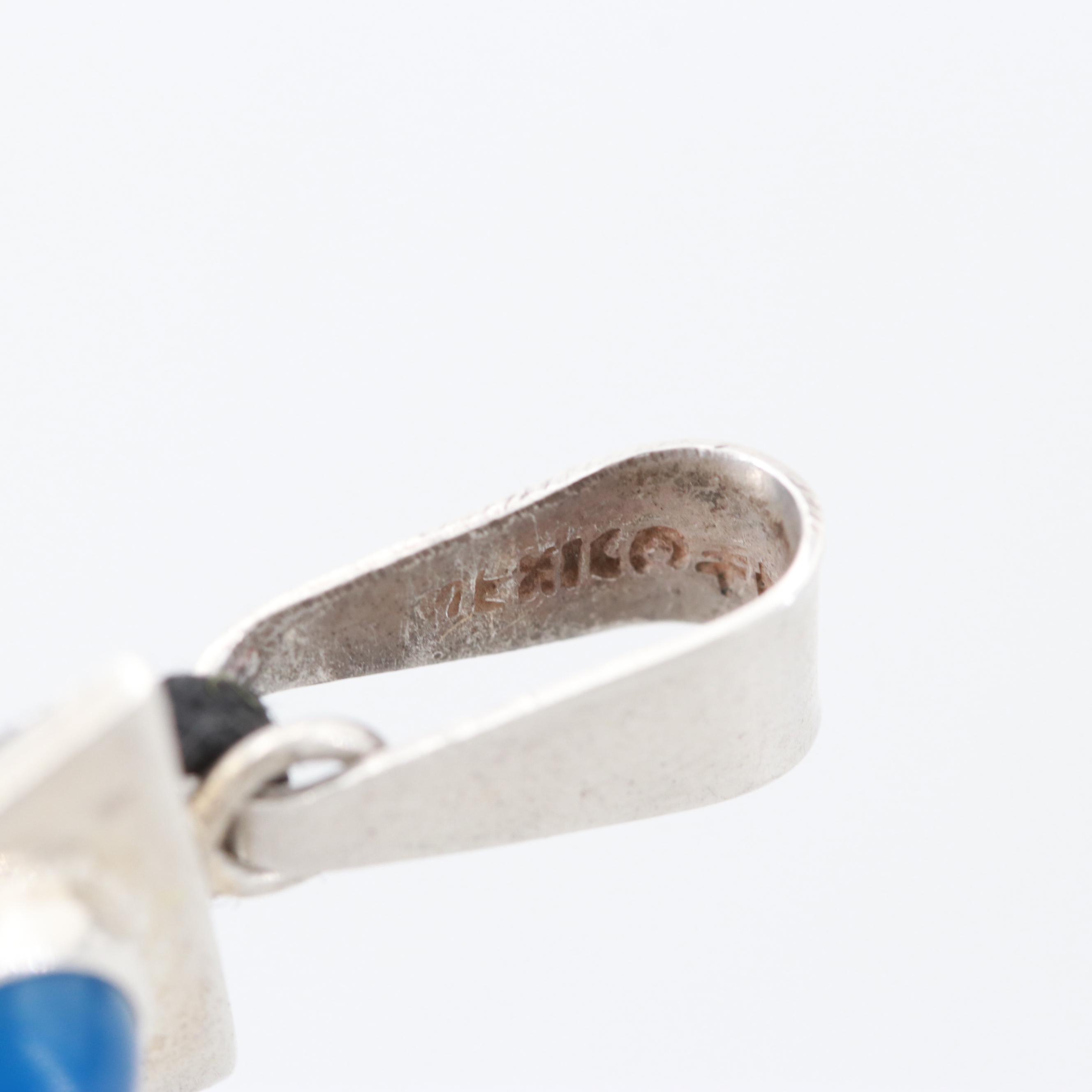 Mexican Sterling Malachite, Carnelian and Gemstone Cross Pendant on Cord