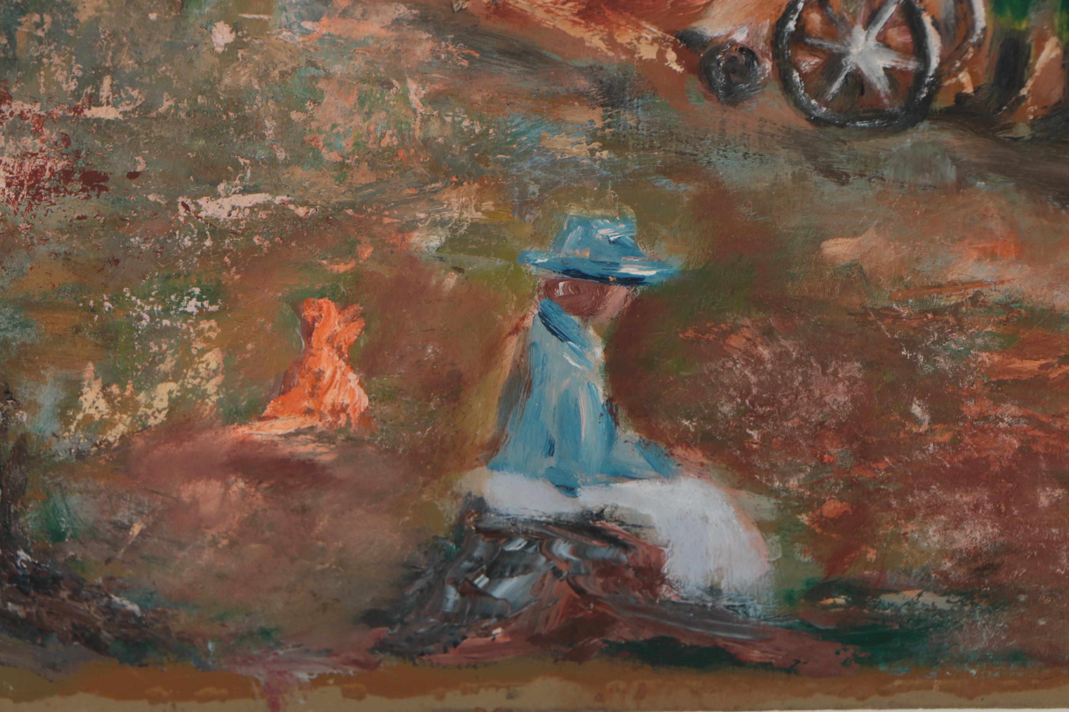 Xavier J. Barile Figural Landscape Oil Painting