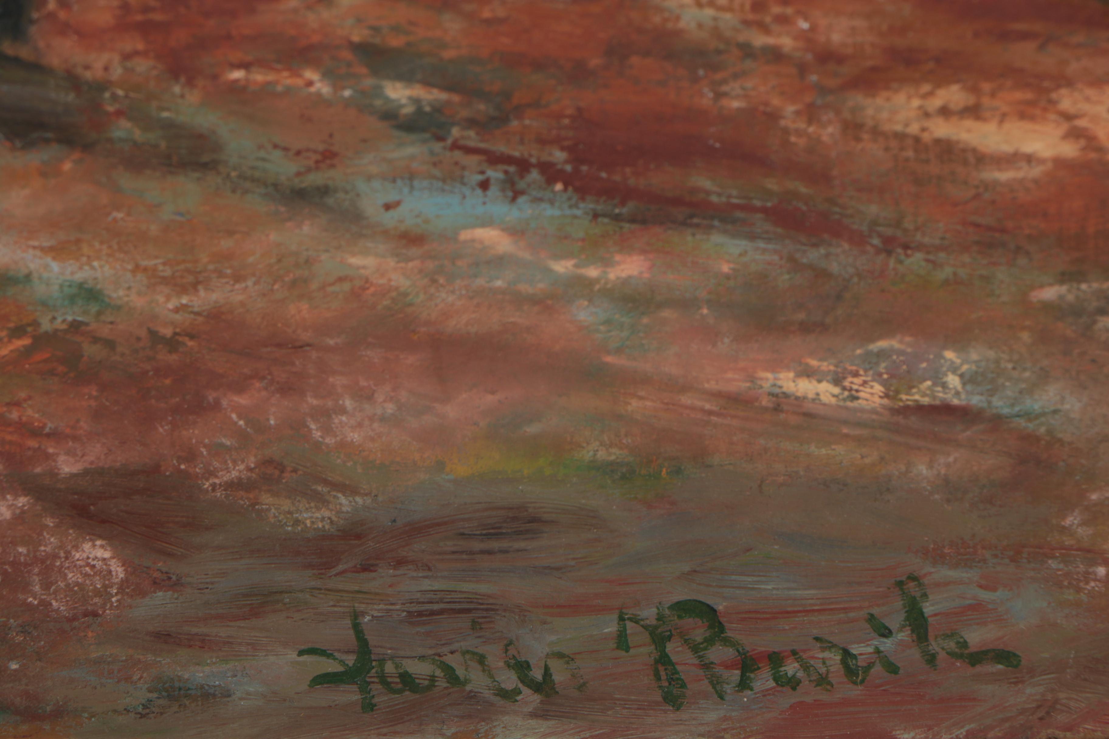 Xavier J. Barile Figural Landscape Oil Painting