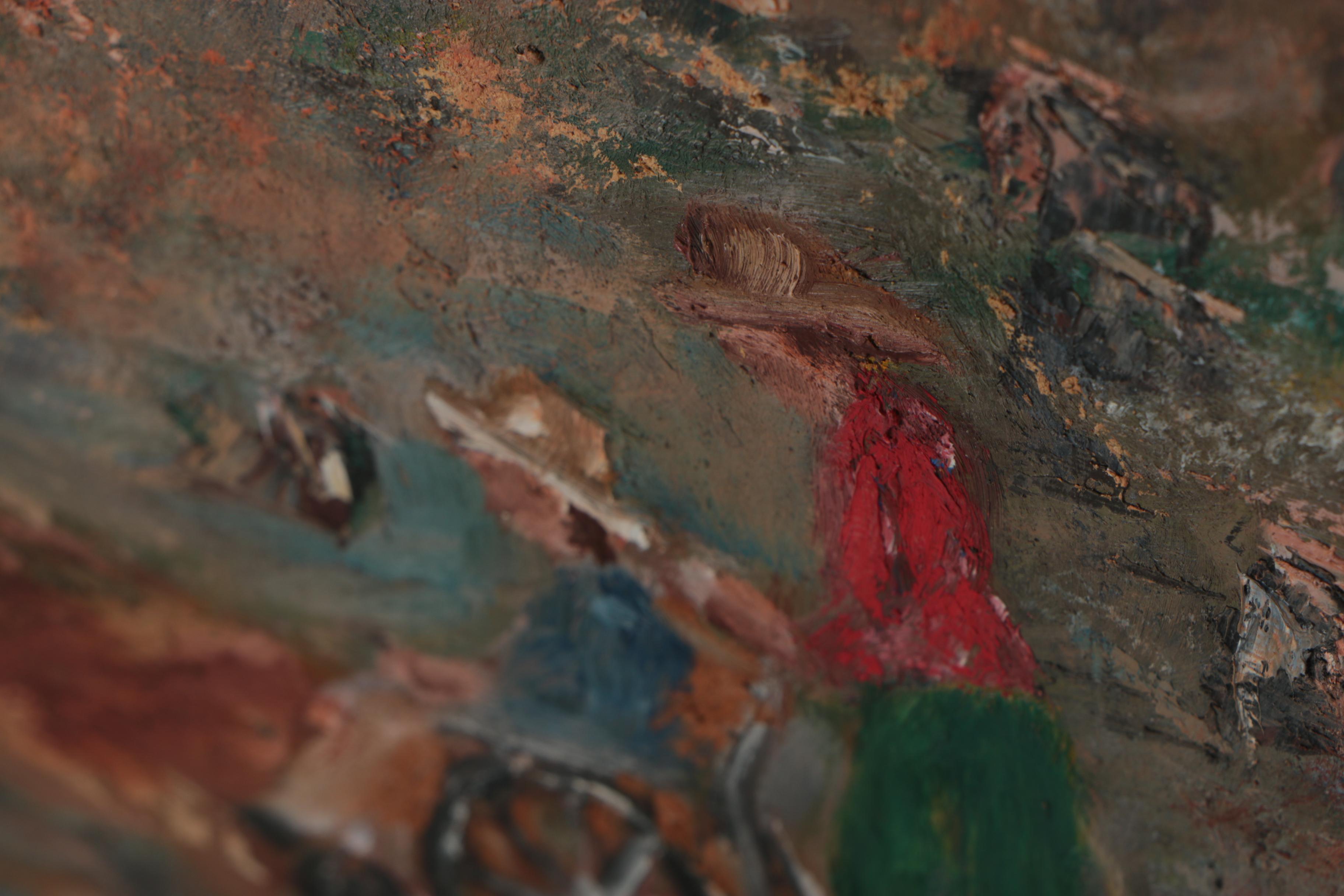 Xavier J. Barile Figural Landscape Oil Painting