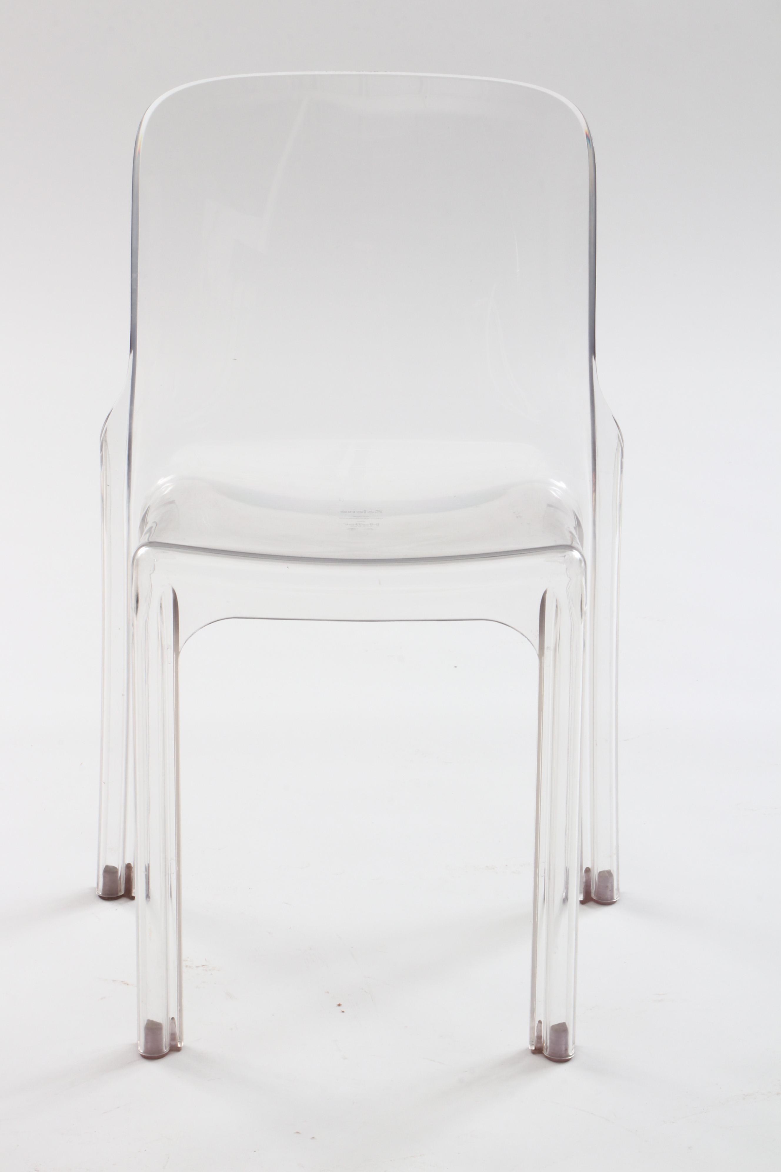 Vico Magistretti for Heller "Selene" Ghost Stacking Side Chairs