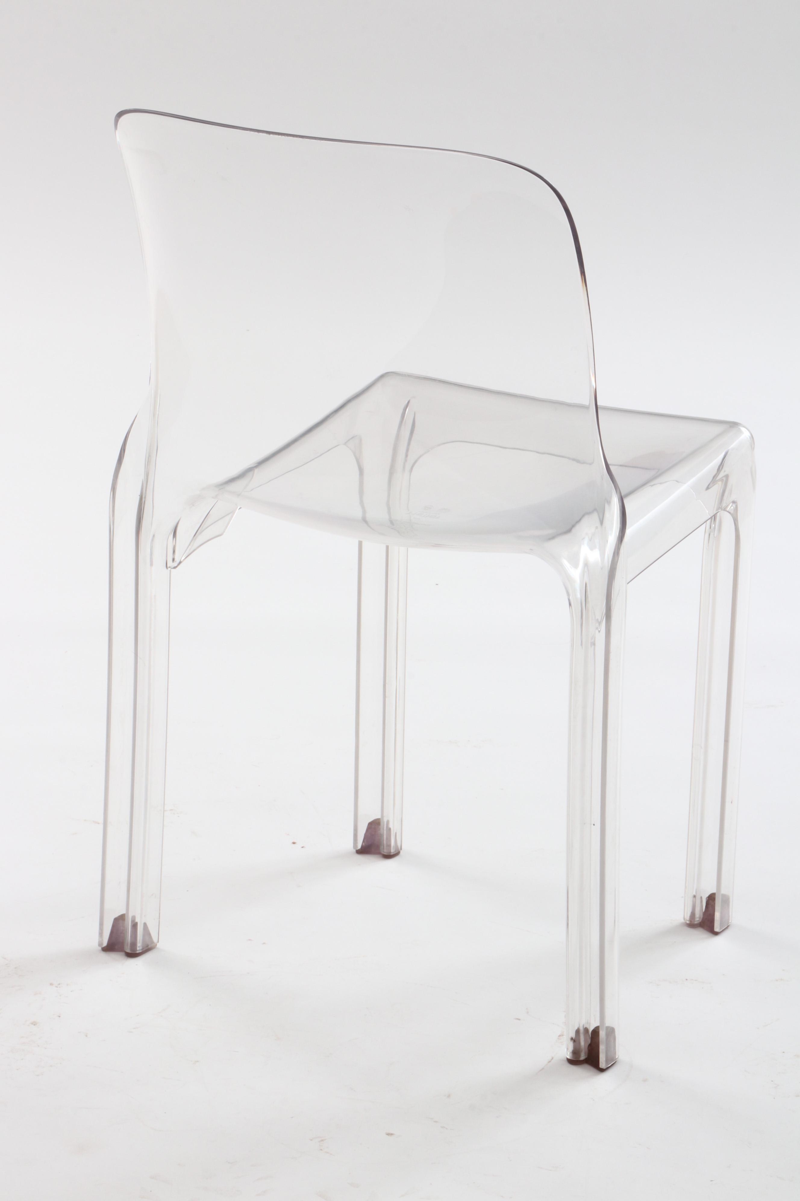 Vico Magistretti for Heller "Selene" Ghost Stacking Side Chairs