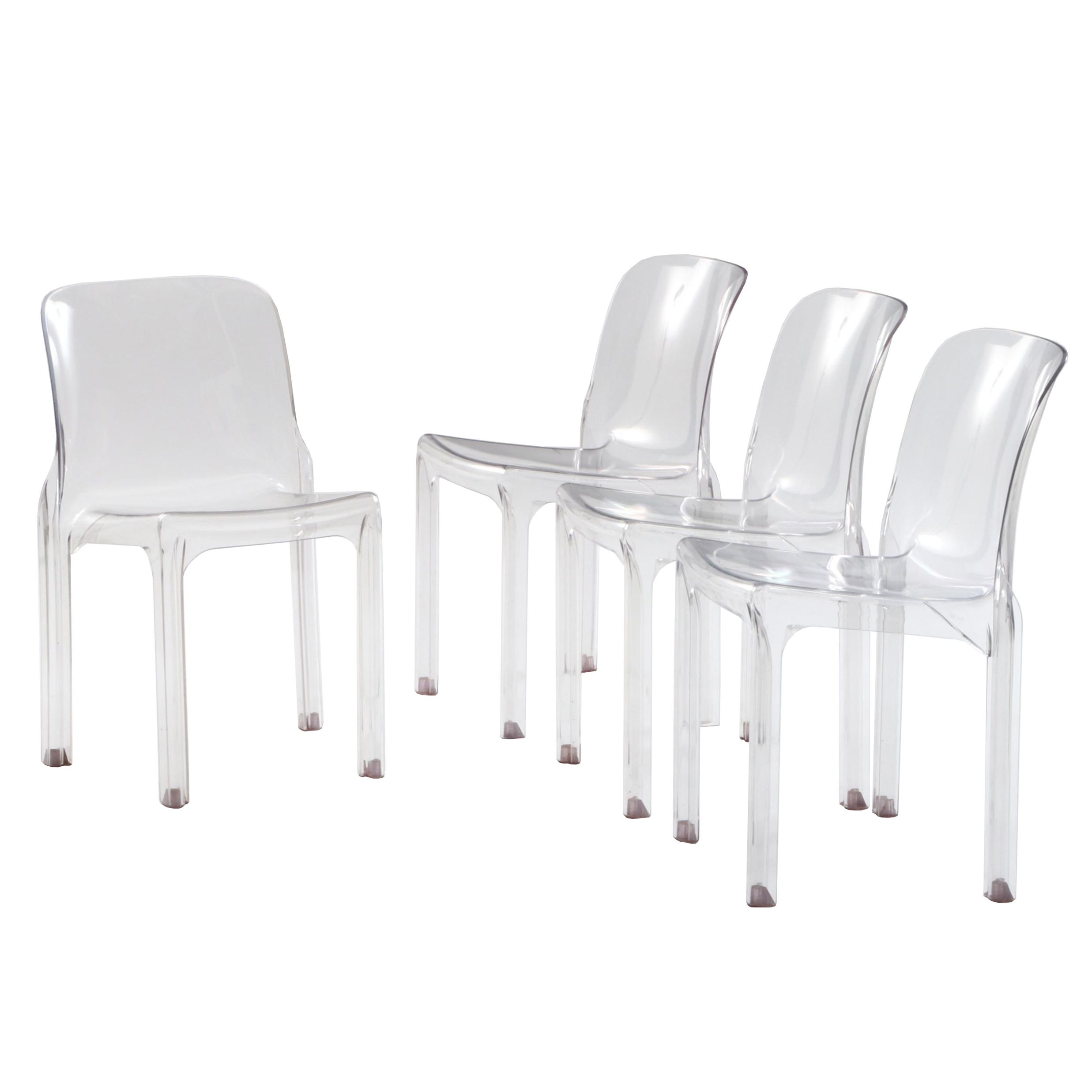 Vico Magistretti for Heller "Selene" Ghost Stacking Side Chairs