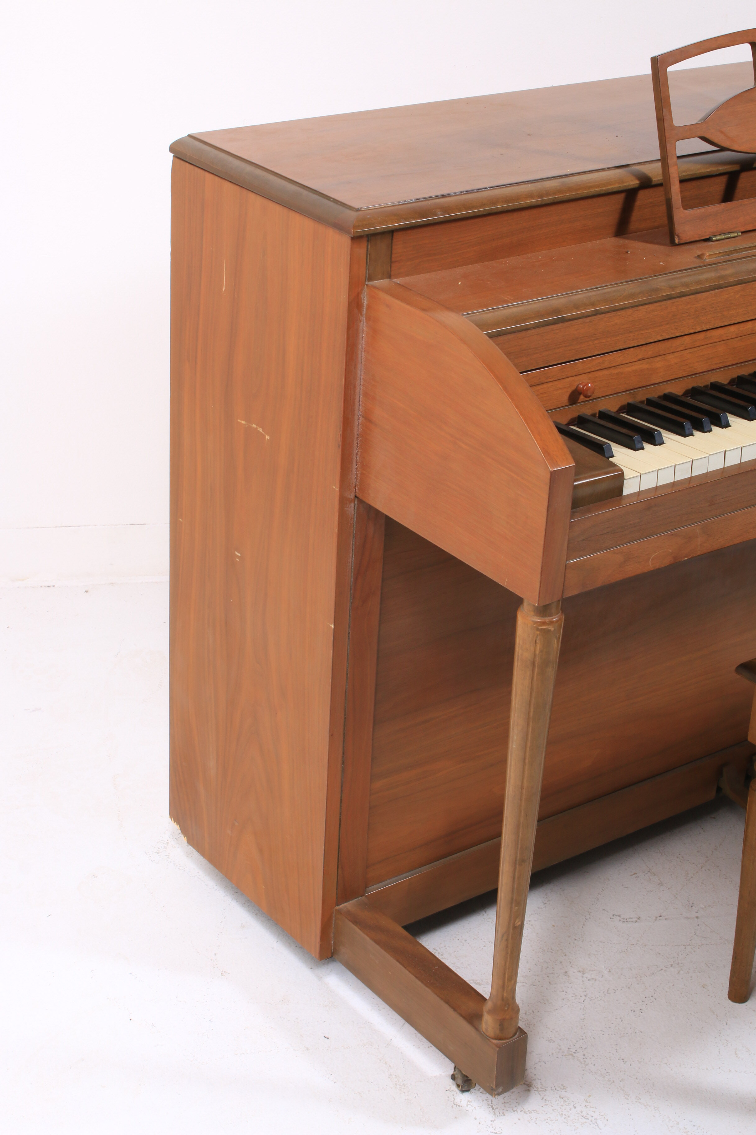 Lester Spinet Upright Piano with Bench and Sheet Music