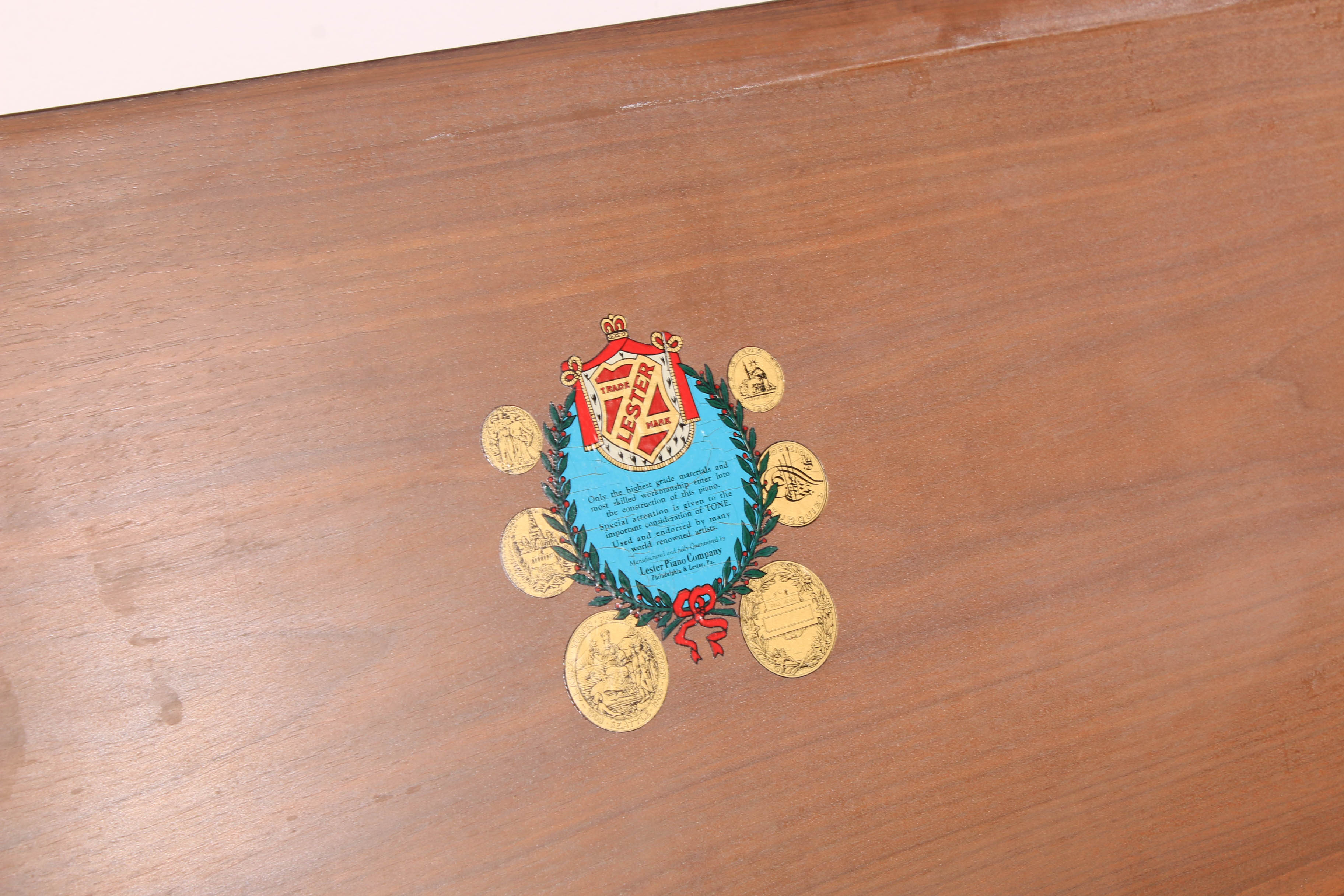 Lester Spinet Upright Piano with Bench and Sheet Music