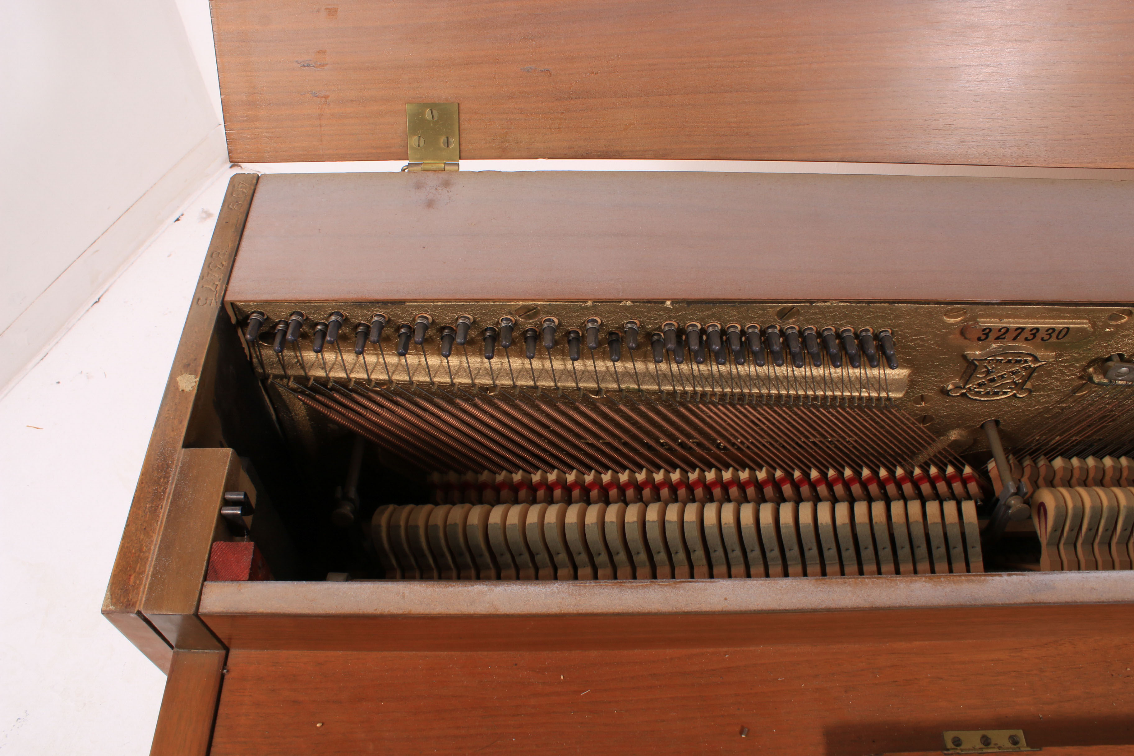 Lester Spinet Upright Piano with Bench and Sheet Music