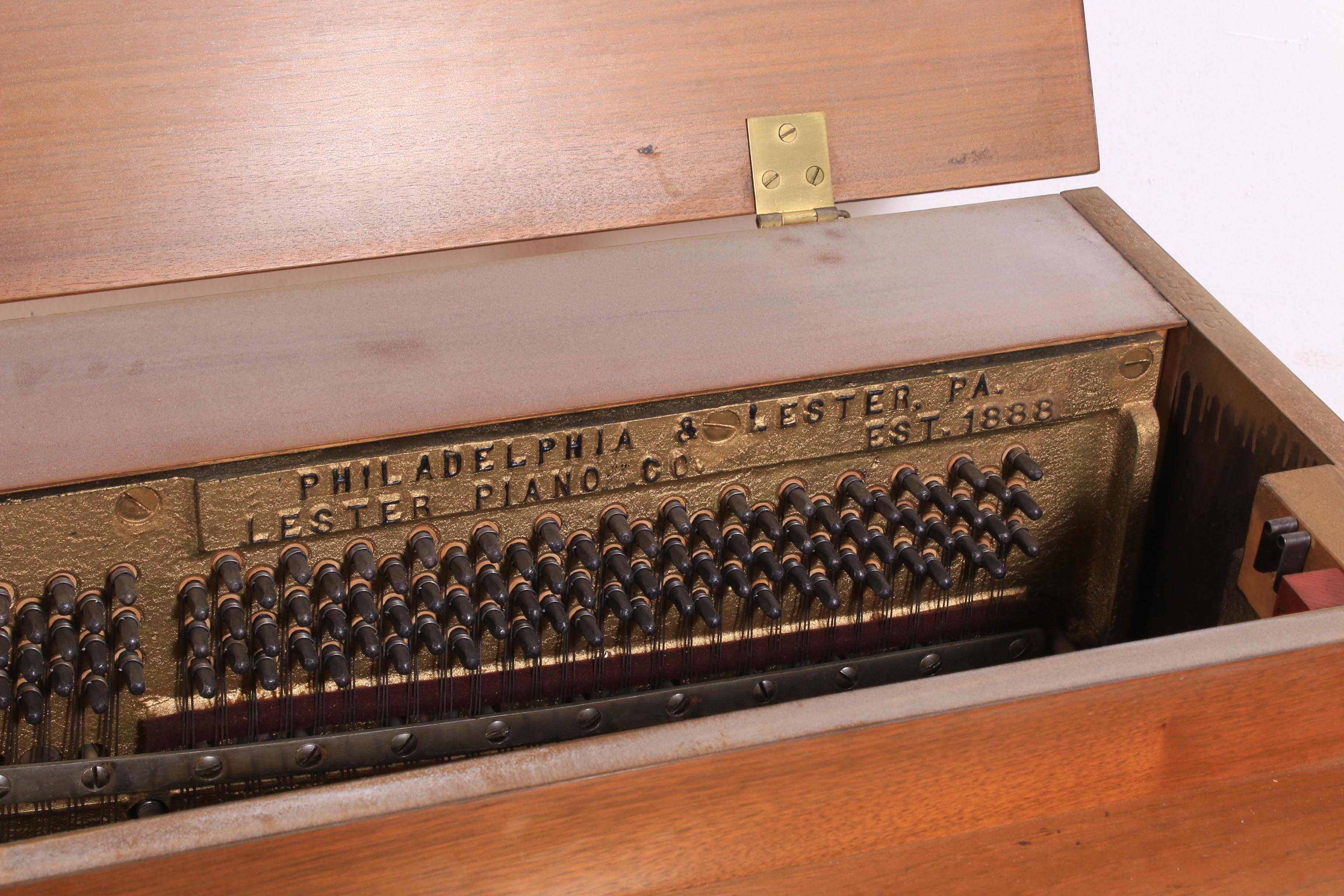 Lester Spinet Upright Piano with Bench and Sheet Music