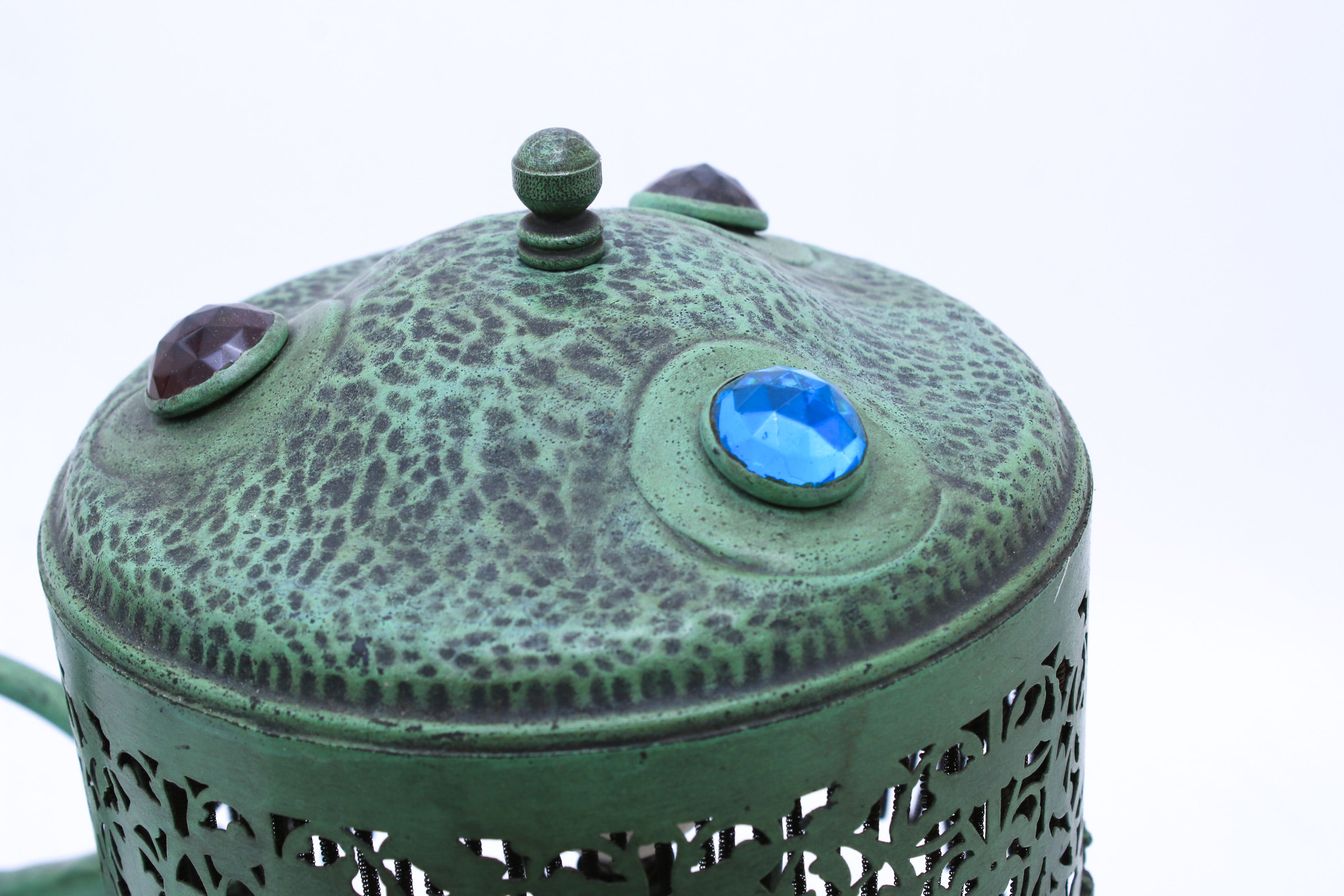 Art Deco Bejeweled Ceramic and Metal Figural Table Lamp