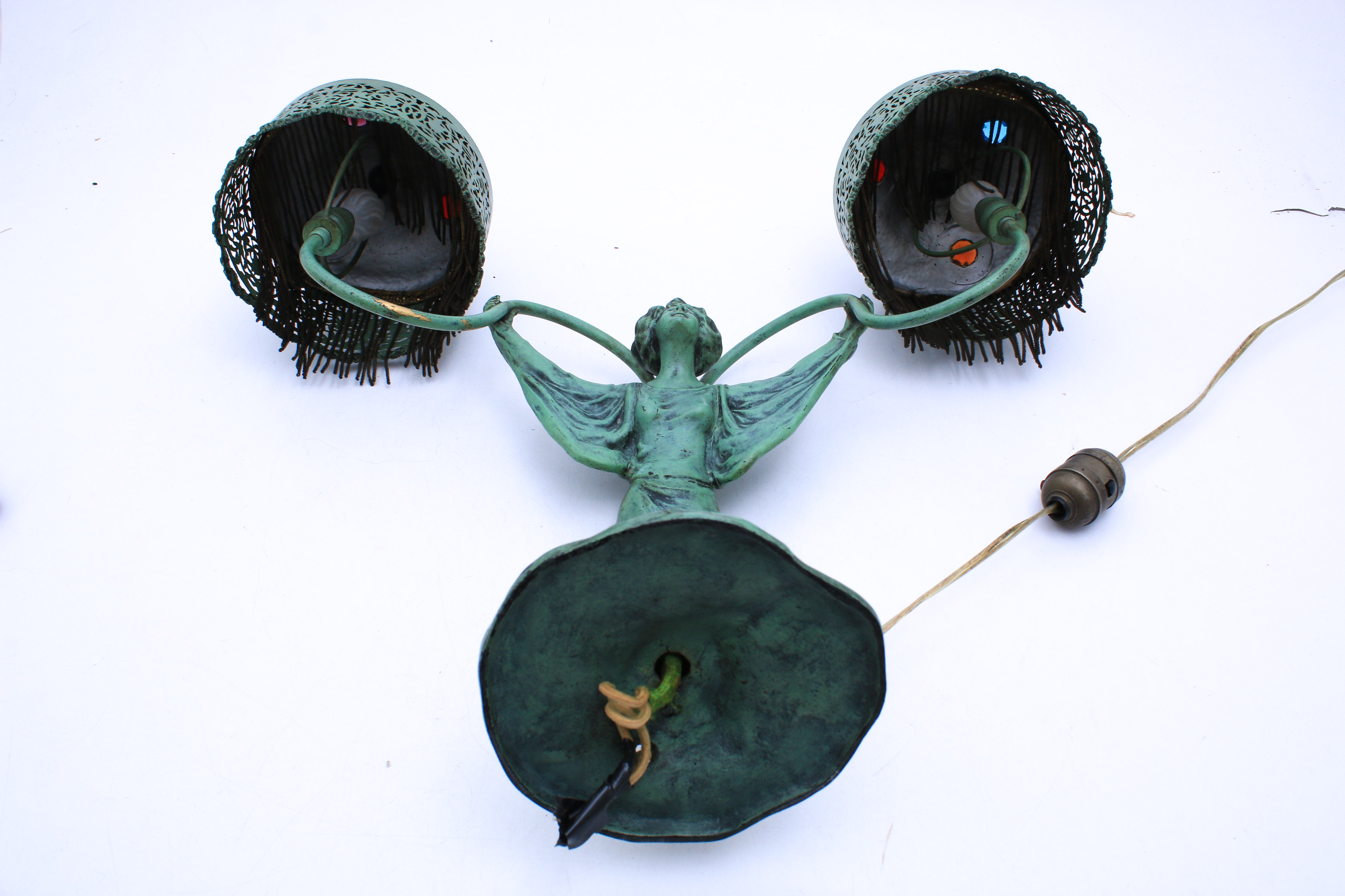 Art Deco Bejeweled Ceramic and Metal Figural Table Lamp