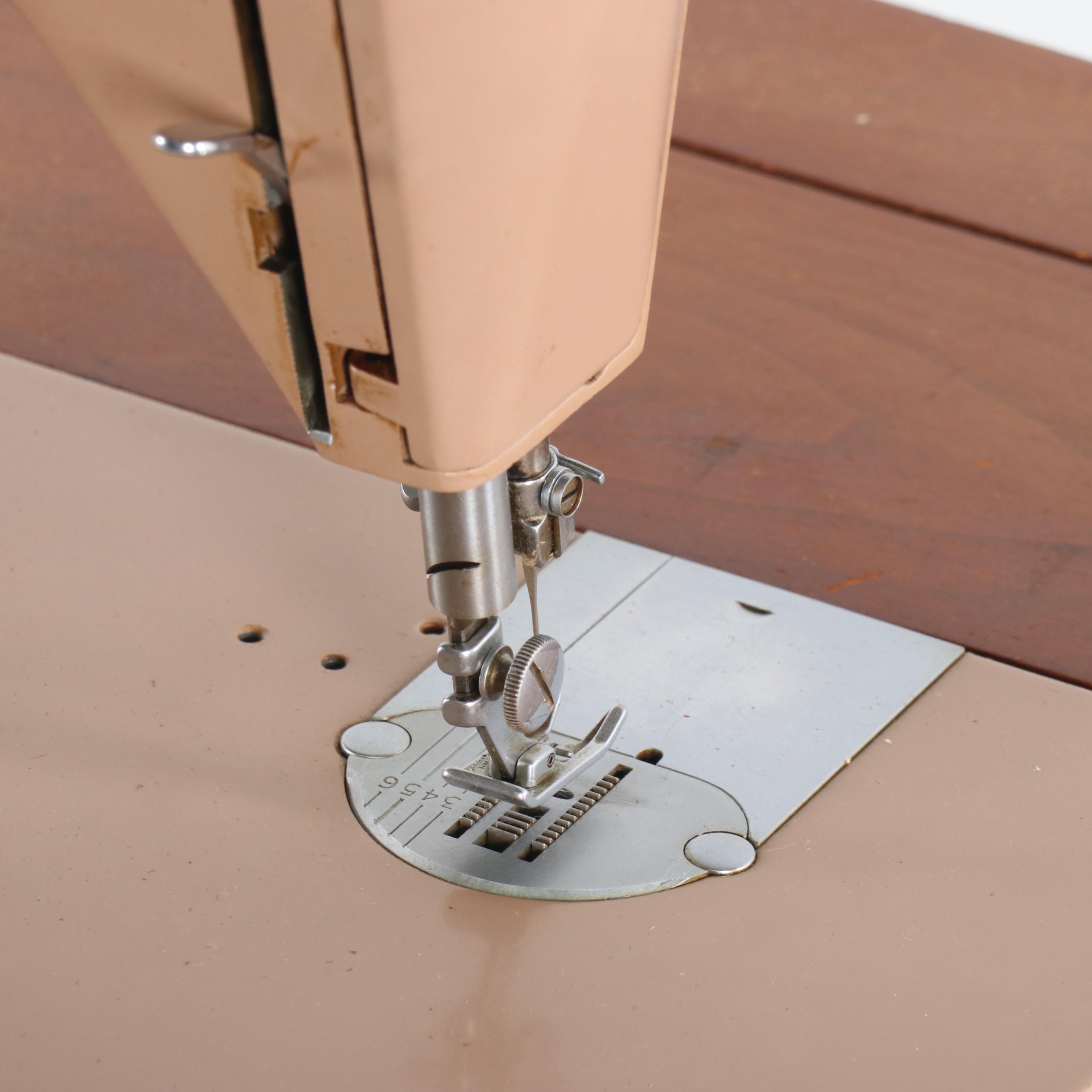 Singer 401A Sewing Machine in a Cherry French Provincial Style Cabinet, c. 1950s