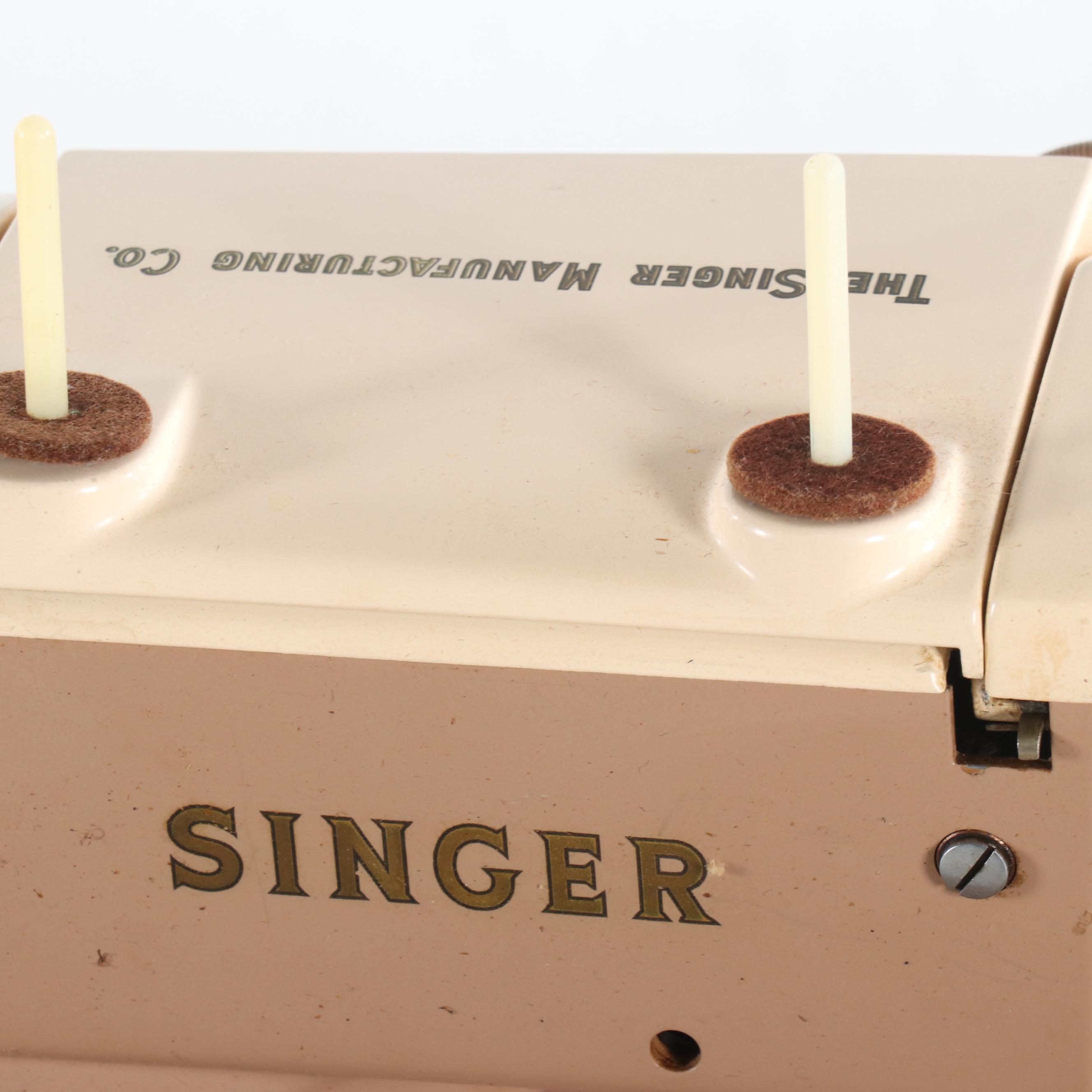 Singer 401A Sewing Machine in a Cherry French Provincial Style Cabinet, c. 1950s