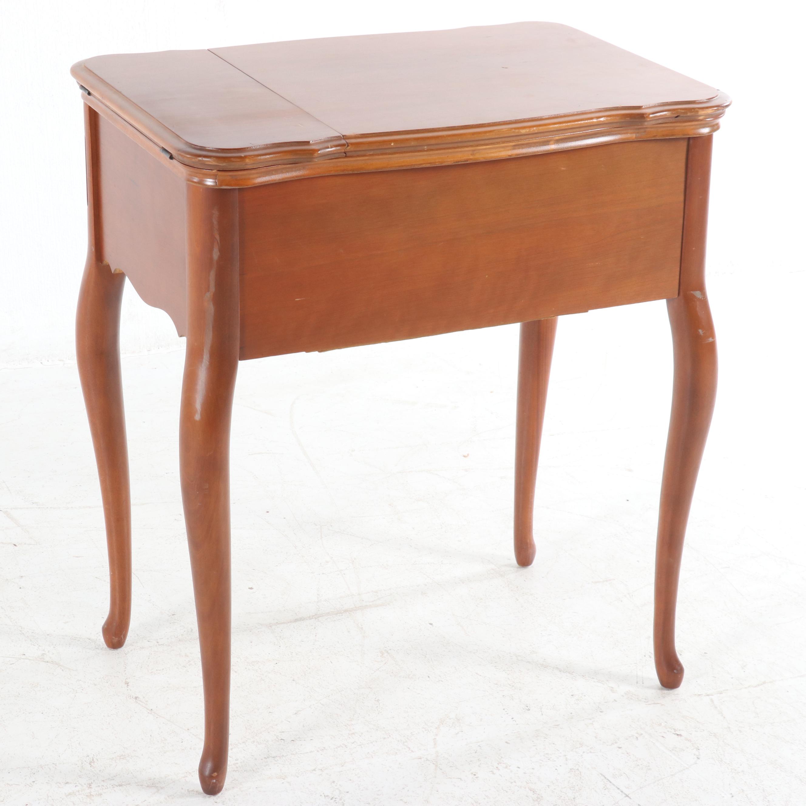 Singer 401A Sewing Machine in a Cherry French Provincial Style Cabinet, c. 1950s