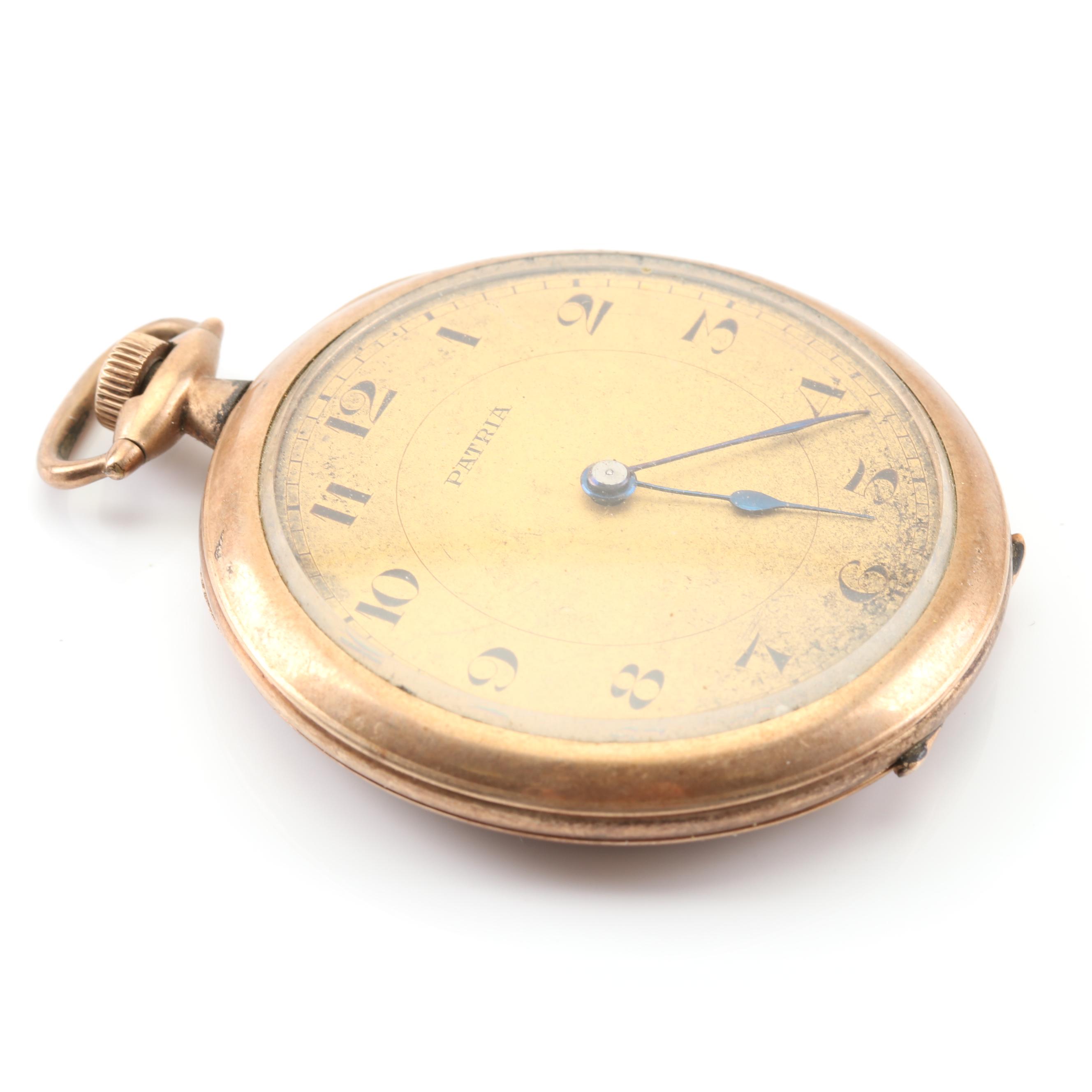 Vintage Gold Tone Patria Pocket Watch