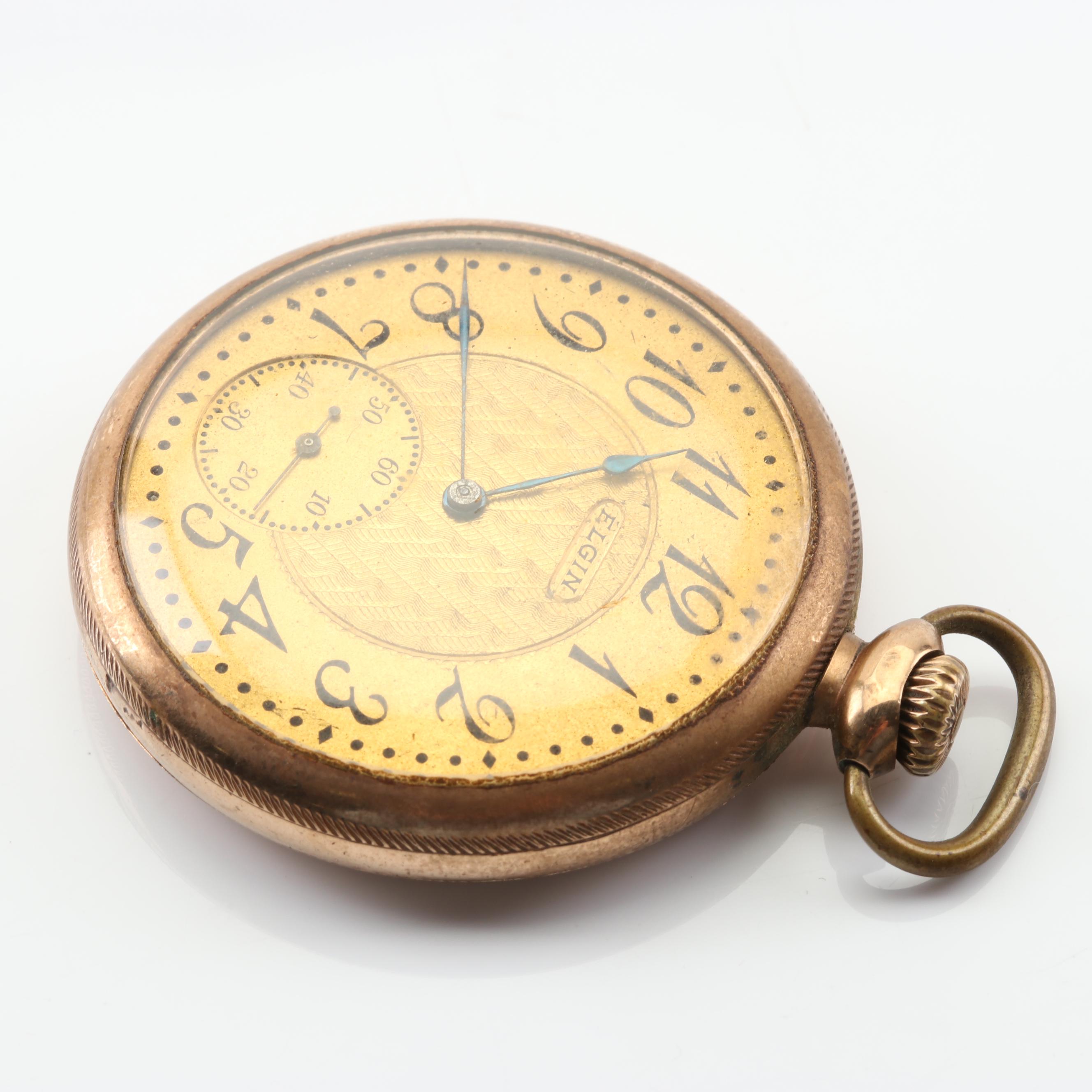 Gold Elgin Open Face Pocket Watch