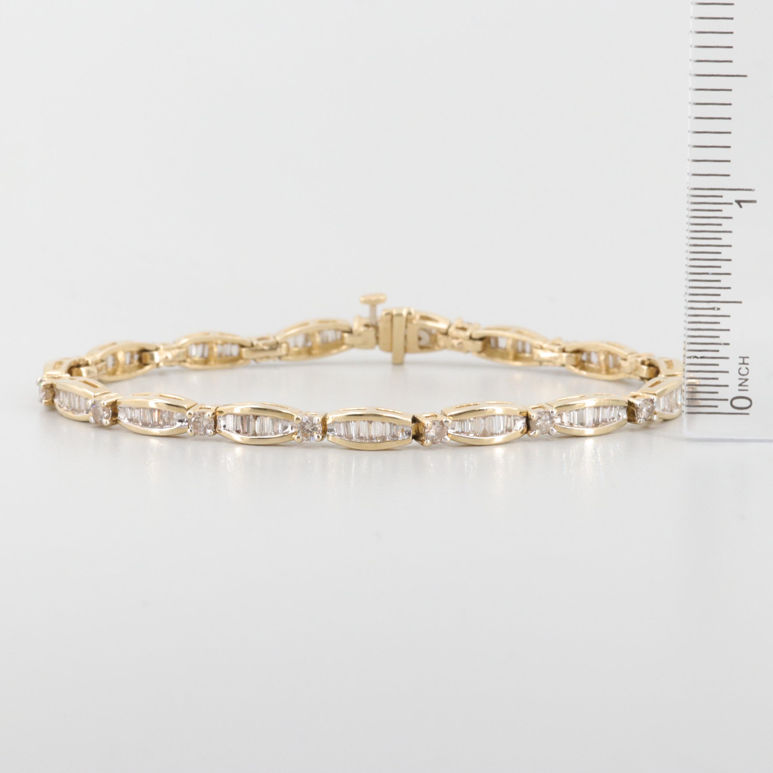 14K Yellow Gold 3.36 CTW Diamond Bracelet