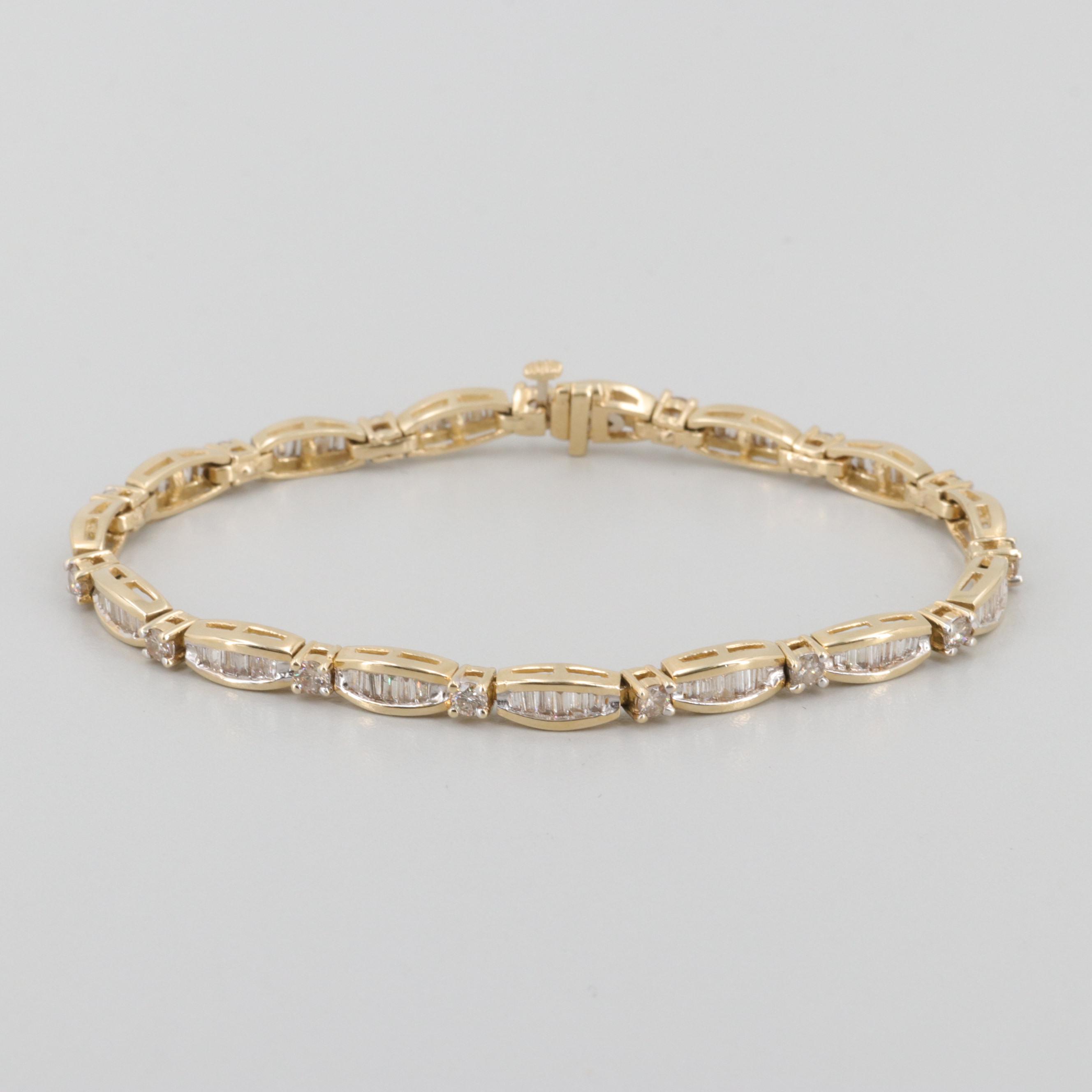 14K Yellow Gold 3.36 CTW Diamond Bracelet