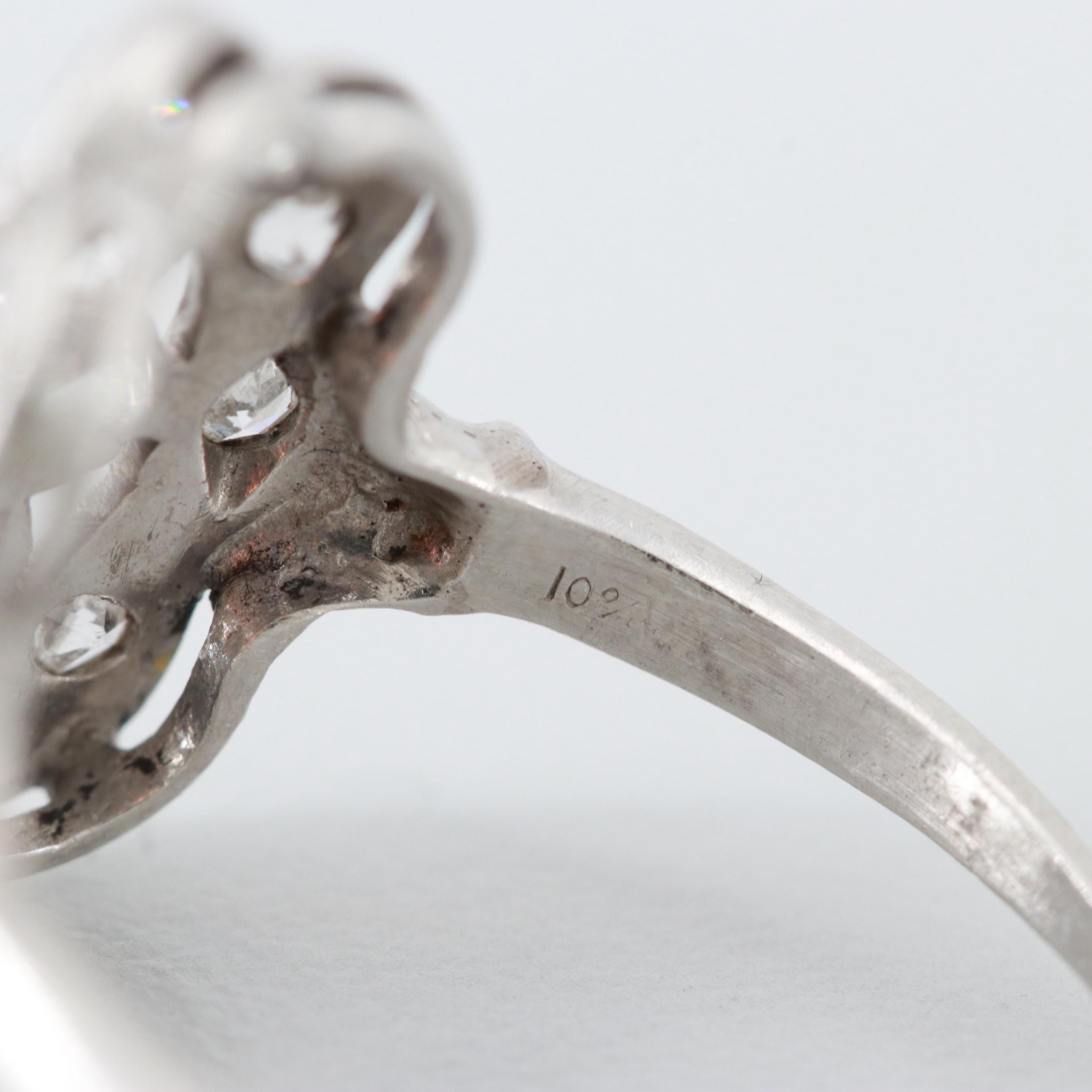 Vintage Platinum Opal and Diamond Ring