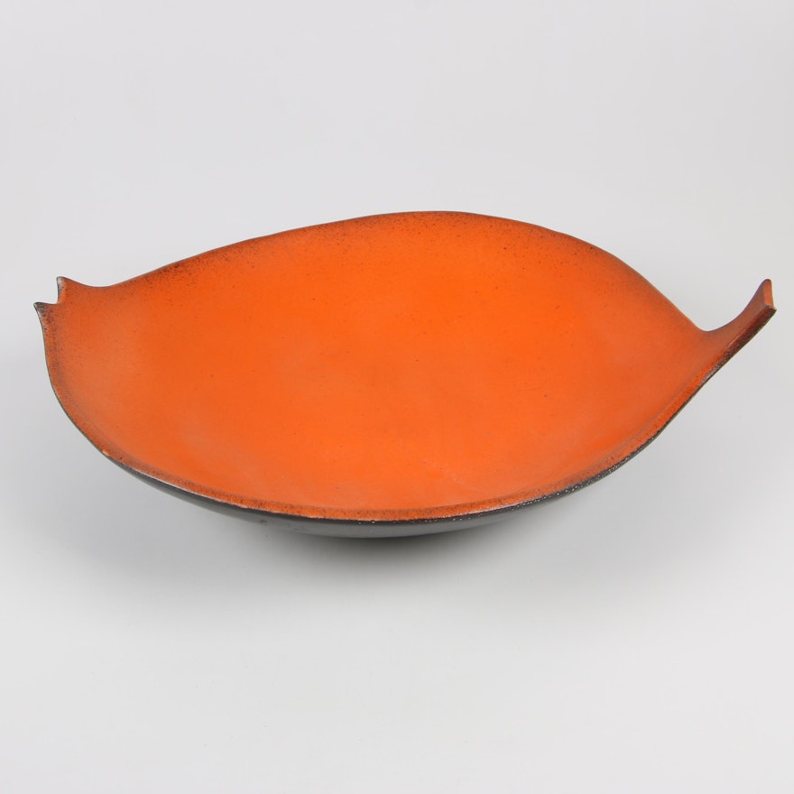 Danish Modern Style Earthenware Leaf Form Platter