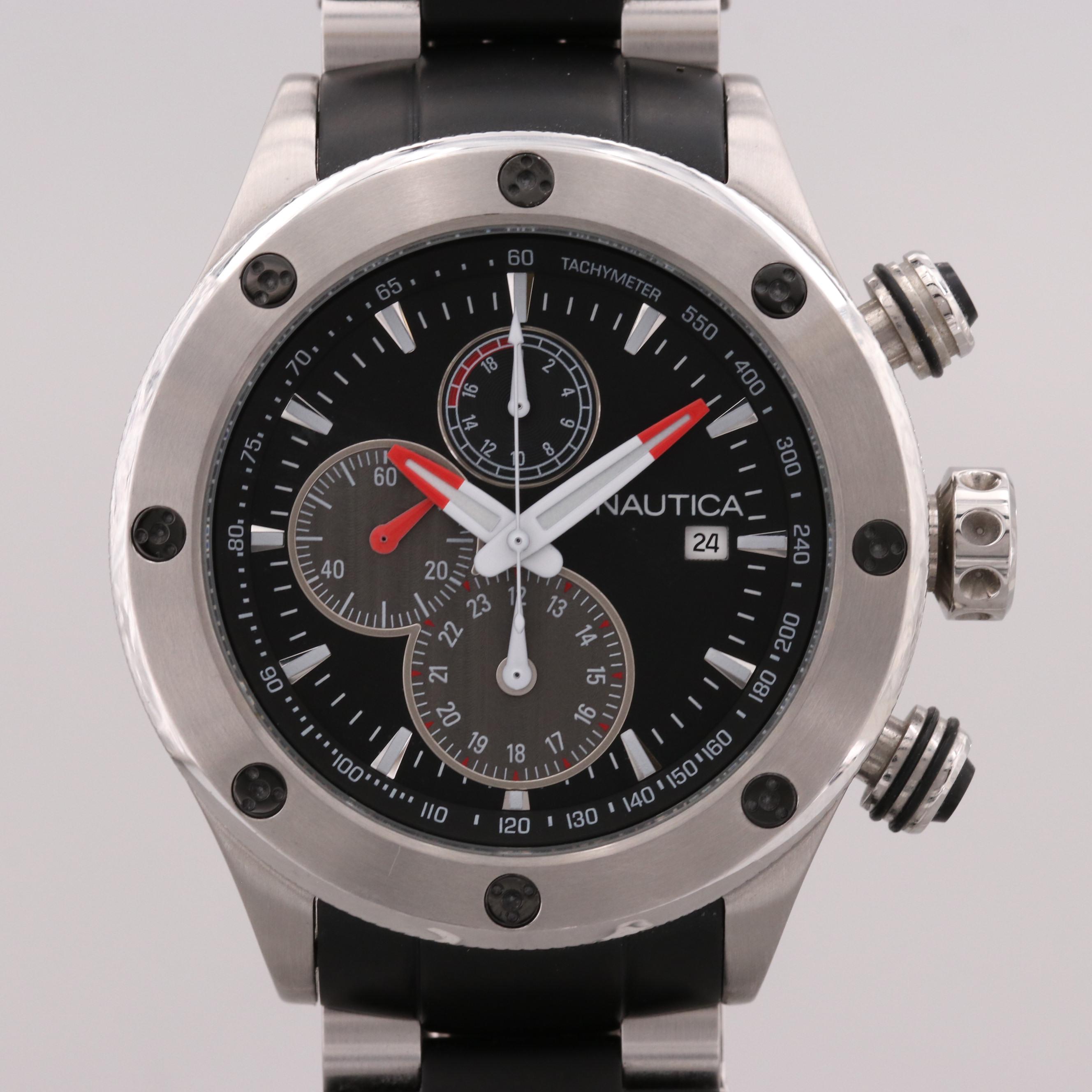 Nautica Stainless Steel Chronograph Watch With Date