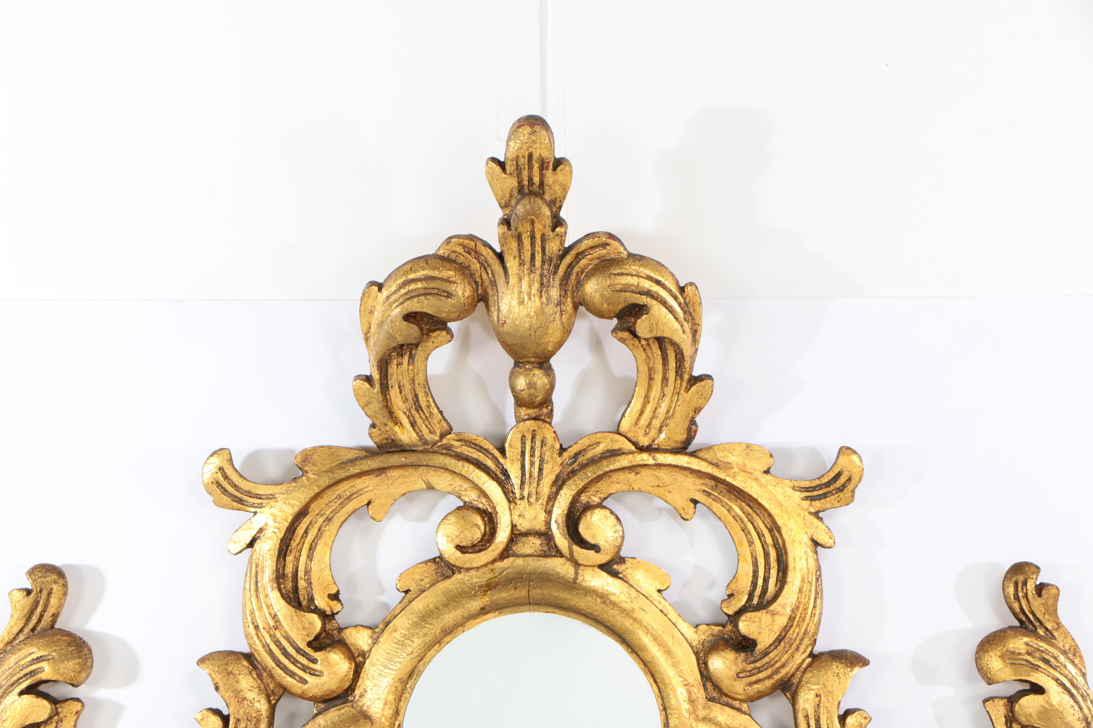 Francisco Hurtado Spanish Baroque Style Carved Giltwood Mirror, Mid 20th Century