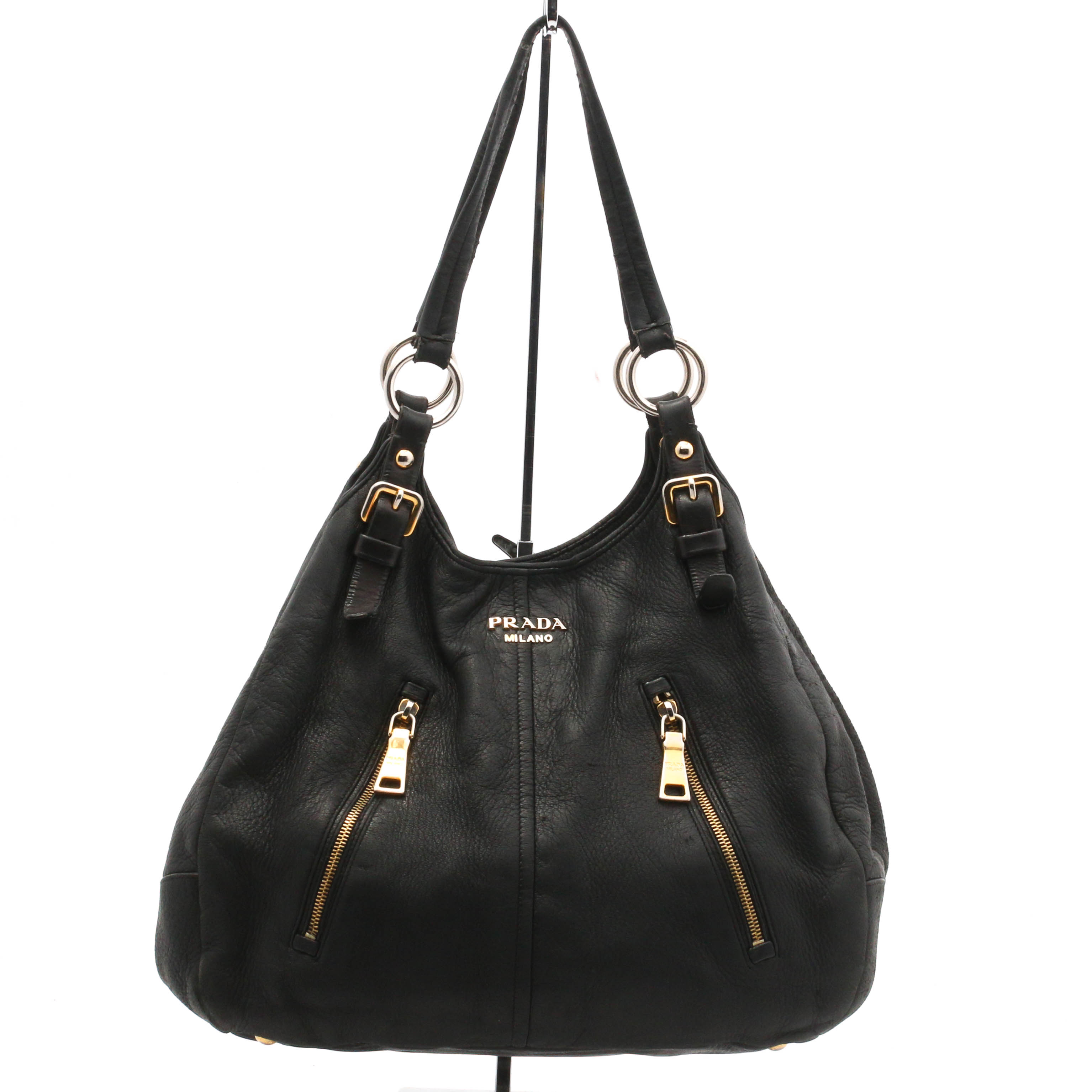 Prada Daino Nero Grained Leather Handbag