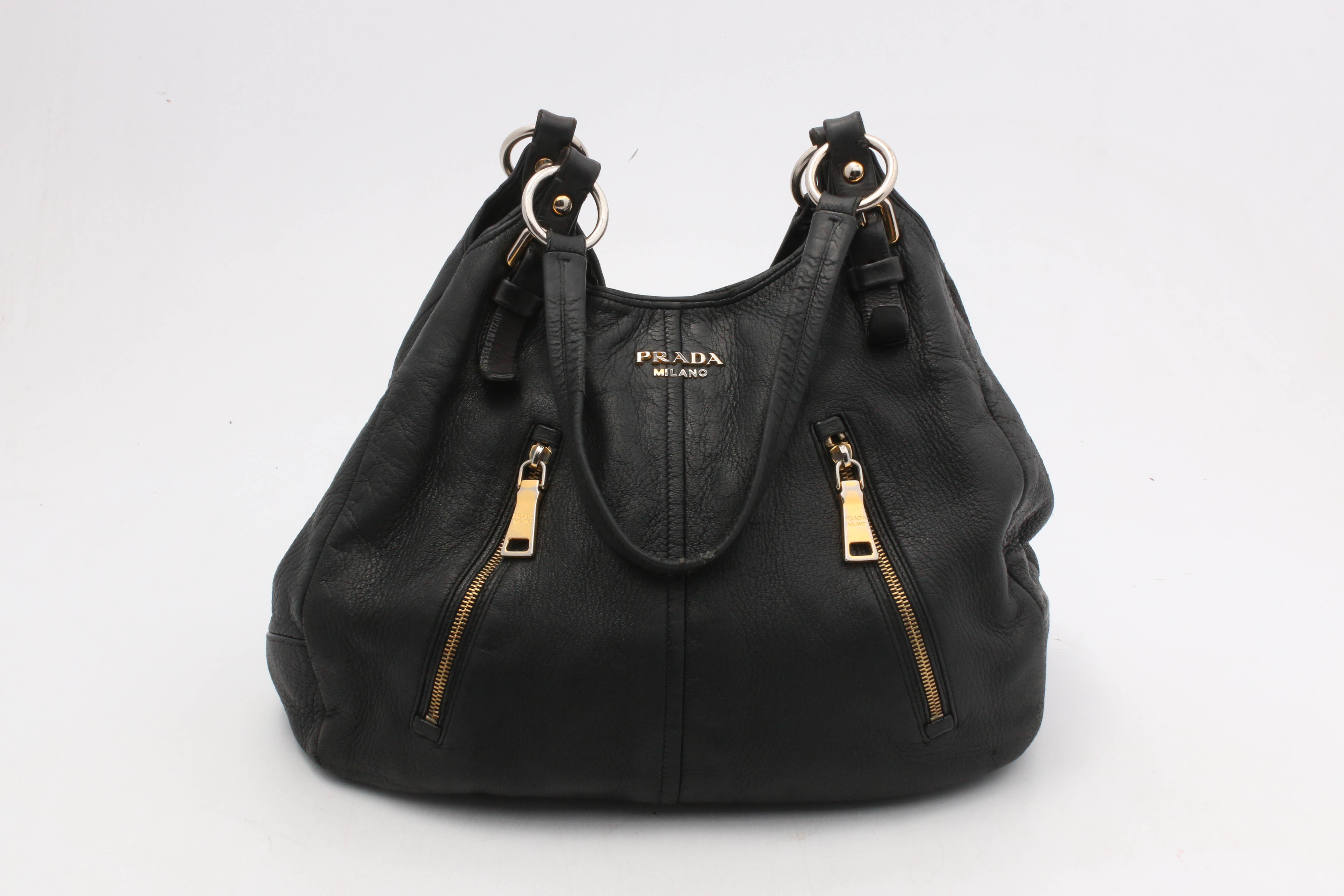 Prada Daino Nero Grained Leather Handbag